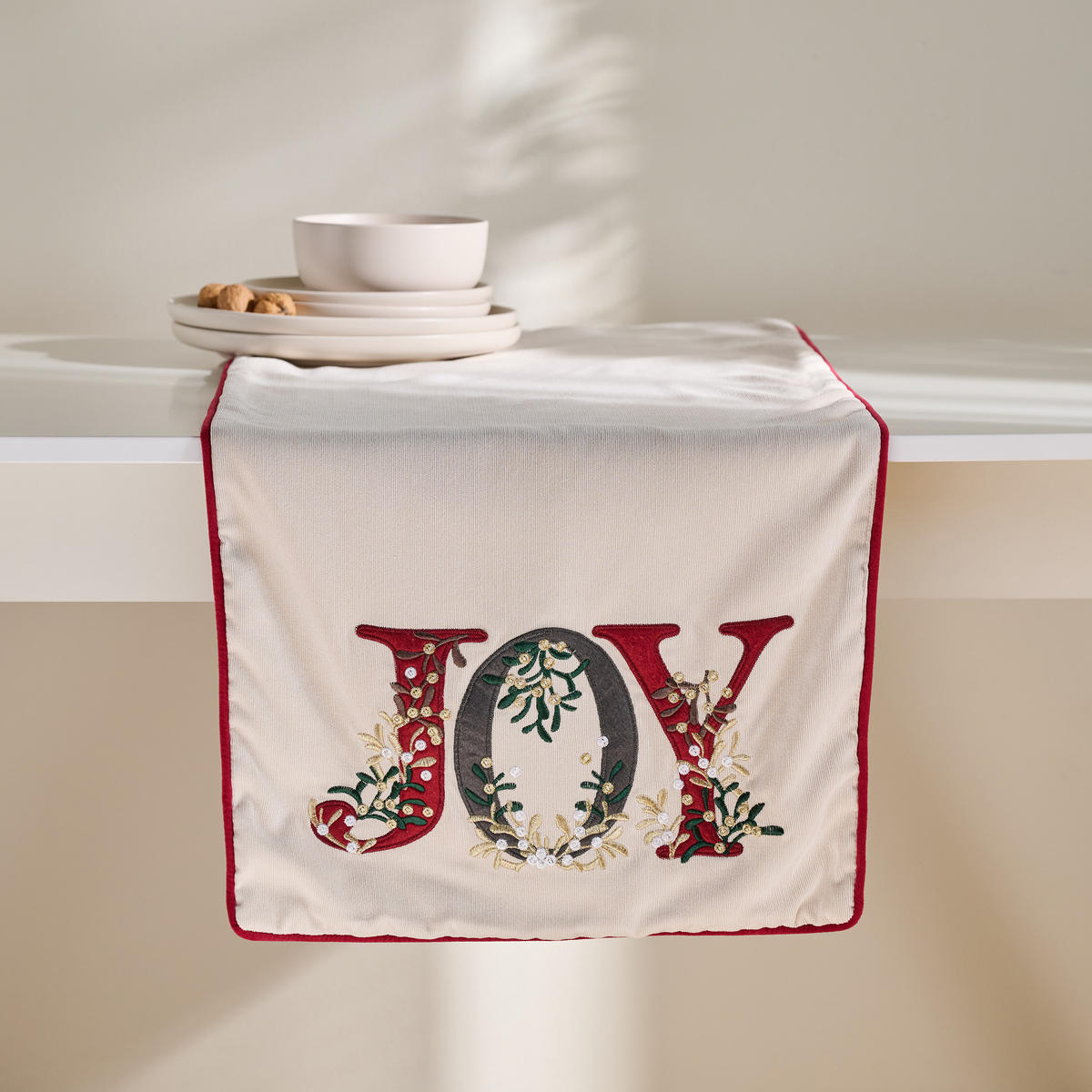 TISCHLÄUFER Bestickter JOLINO, 45x180 cm, Weiß, Weihnachten Deko Tischdecke, Christmas - Weiß, Textil (180/45/1cm) - home&you