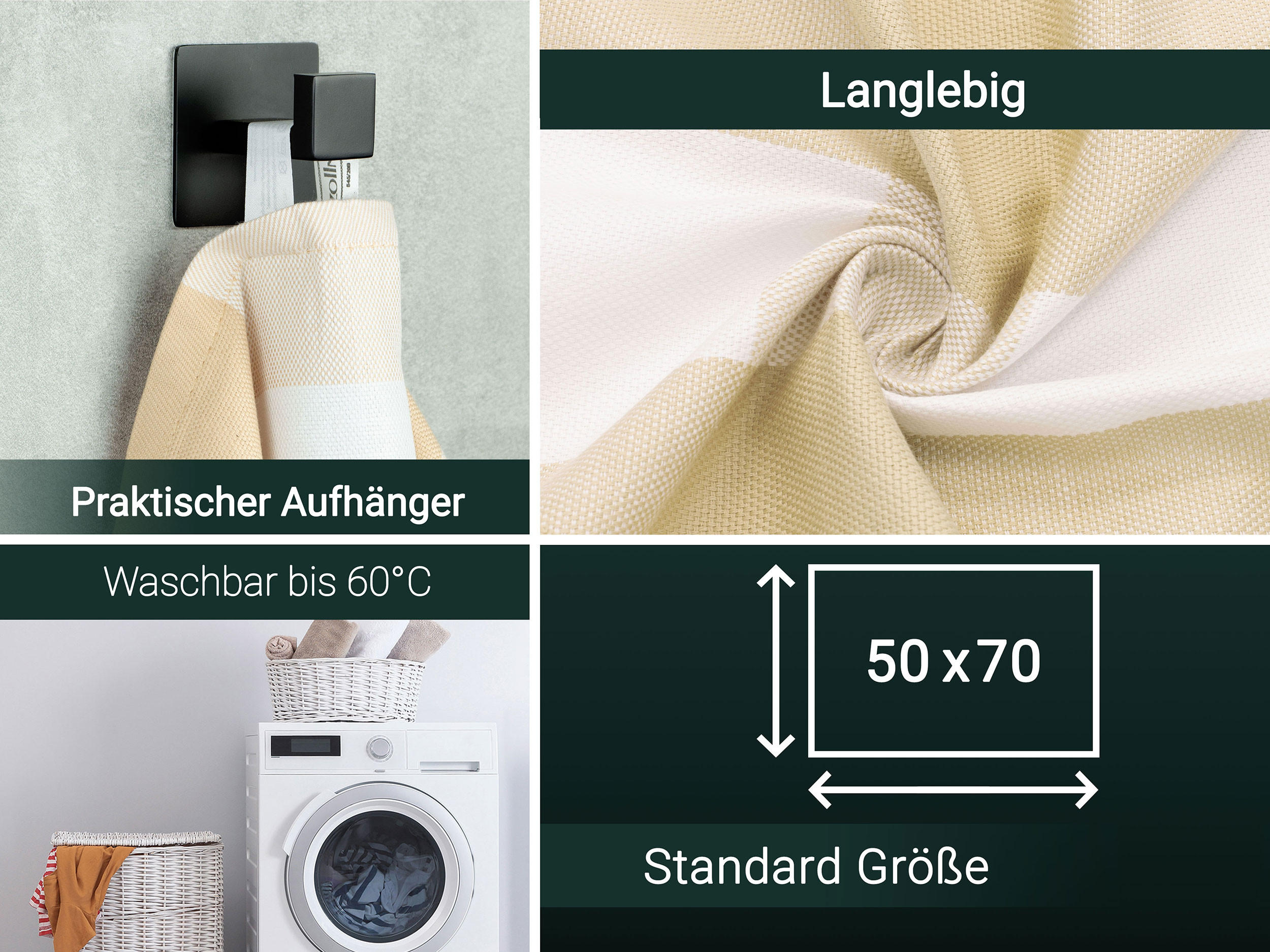GESCHIRRTÜCHER, 5er-Set, 50x70 cm, 100% Baumwolle, Braun - Beige, Textil (50/70cm) - Zollner