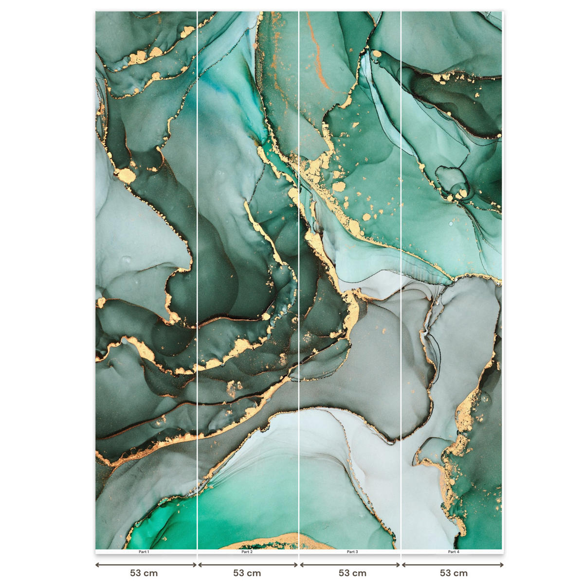 TAPETE - Gold - Marmor - Grün - Luxus - Marmoroptik - Grau - 220x300 cm - Grün, Papier (220/300cm) - OnlyWow