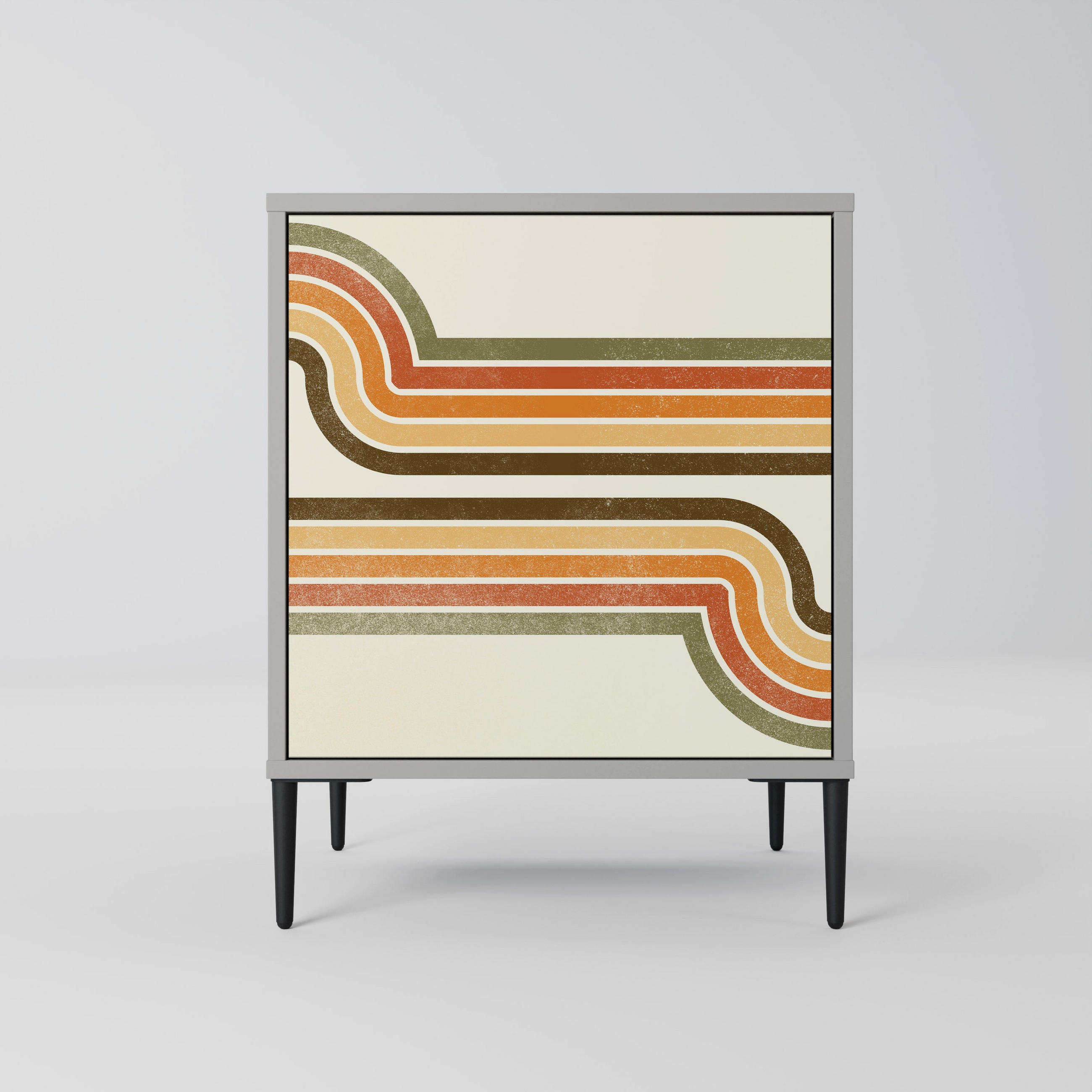 SIDEBOARD EXCEPTIONAL STREAM, Grau, 57,5x42x72,5 cm, Schwarze Metallfüße - Multicolor/Schwarz, Holzwerkstoff/Metall (57.5/72.5/42cm) - SpaceRebels
