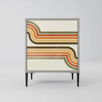 SIDEBOARD EXCEPTIONAL STREAM, Grau, 57,5x42x72,5 cm, Schwarze Metallfüße - Multicolor/Schwarz, Holzwerkstoff/Metall (57.5/72.5/42cm) - SpaceRebels
