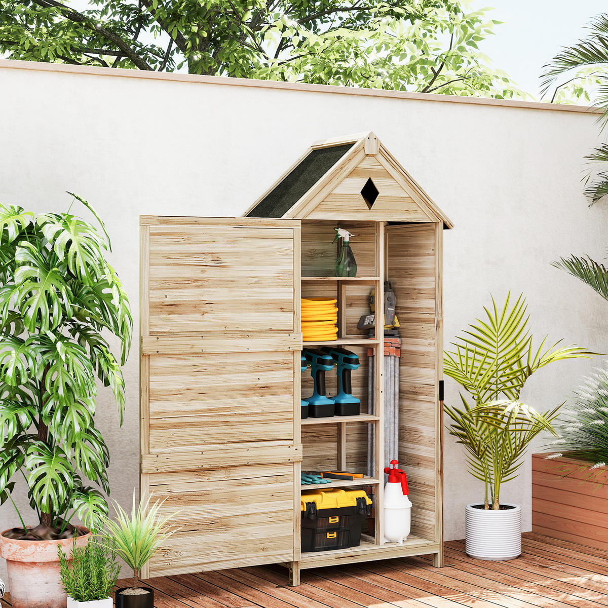 GARTENSCHUPPEN DE-09234 Hellbraun - Naturfarben, Holz (49/170/80cm) - ComfortXL
