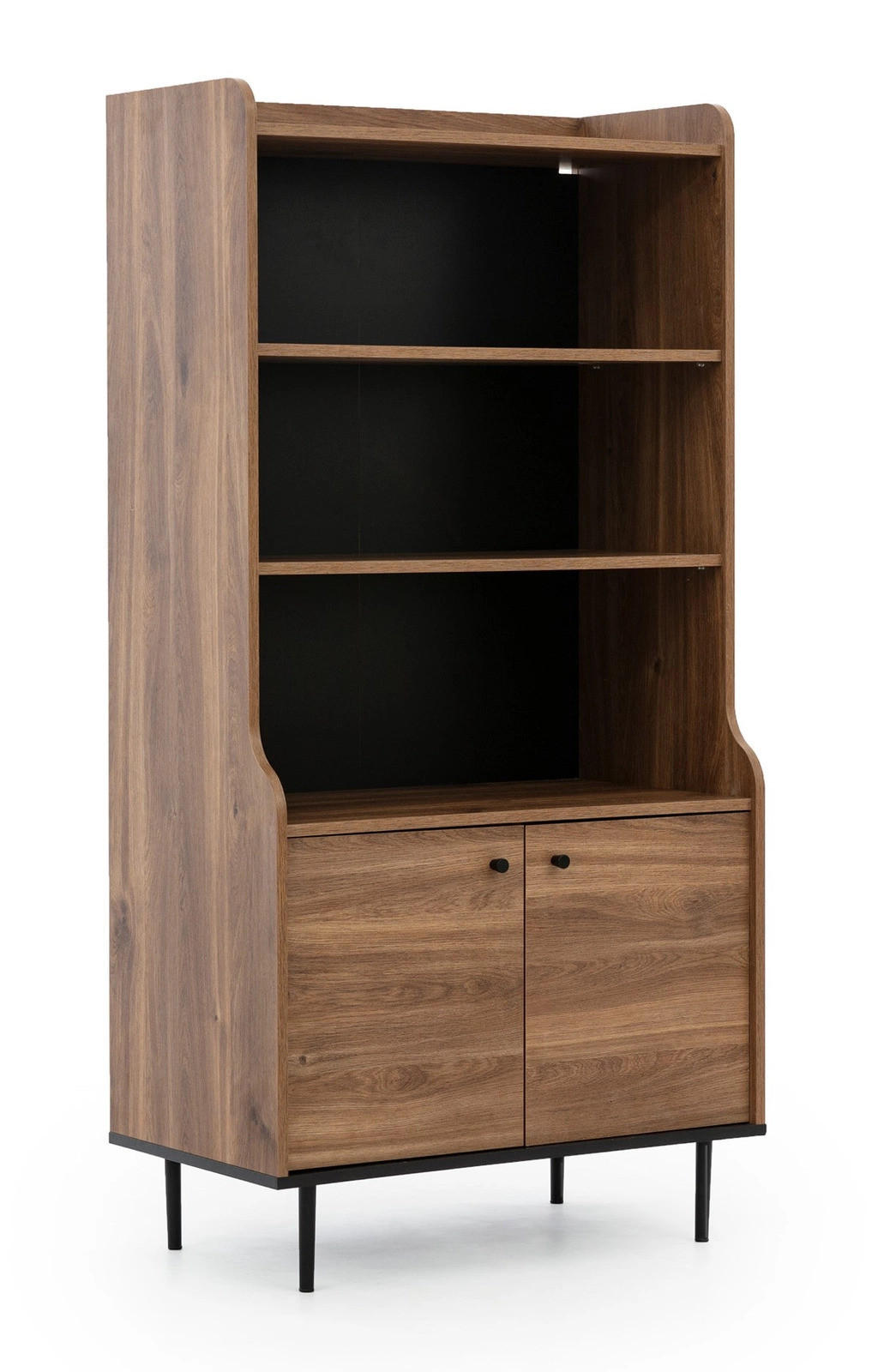 STANDVITRINE Nero 90/40/140 mit Metallfüße - Hellbraun/Schwarz, Glas/Holzwerkstoff (90/140/40cm) - Ravio