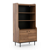 BÜCHERREGAL Nero 2-türig Retro-Stil - Hellbraun/Schwarz, Holzwerkstoff/Metall (80/160/45cm) - Ravio