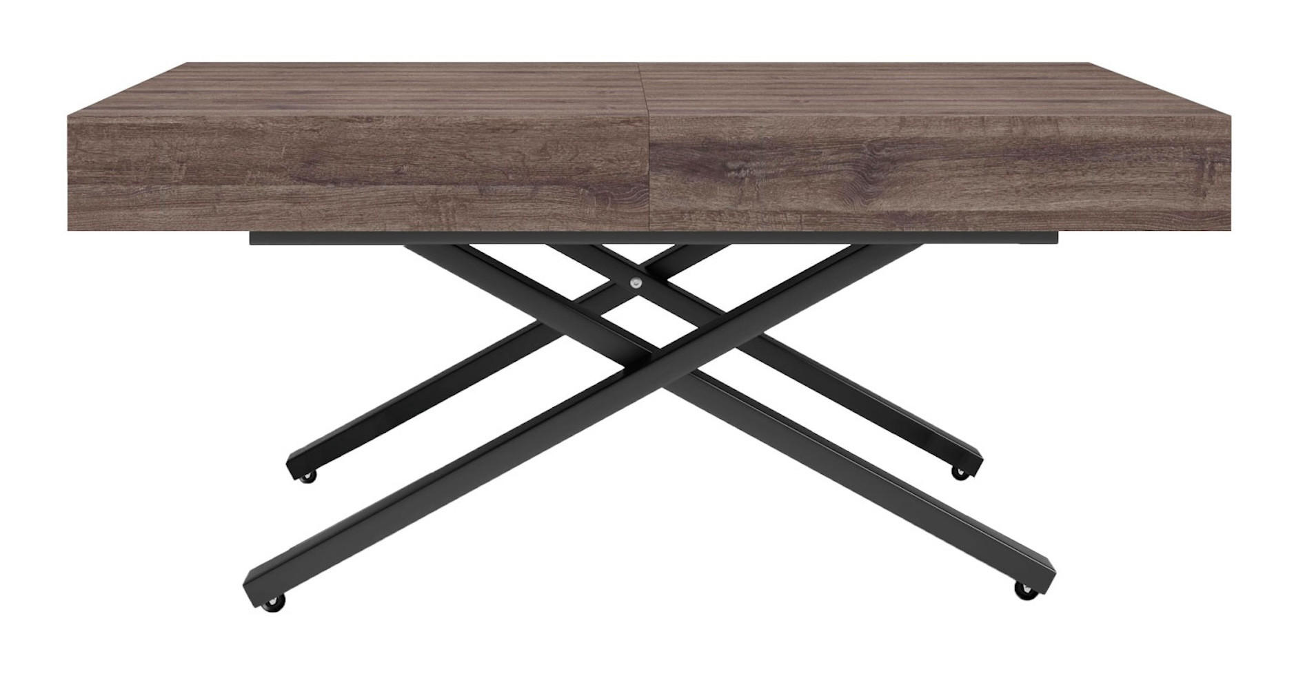 COUCH-/ESSTISCH Sanna X Sherman Eiche anthrazit 120 - 200 / 80 / 27 - 80cm - Anthrazit/Schwarz, Holz/Holzwerkstoff (80/120/27cm) - Feldmann-Wohnen