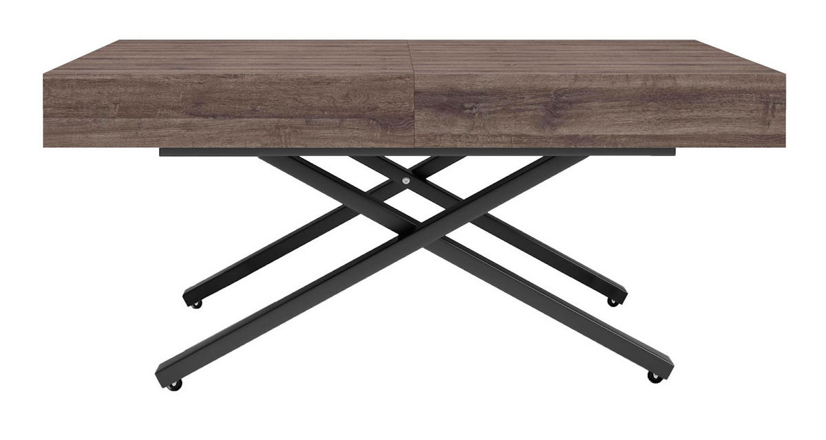 COUCH-/ESSTISCH Sanna X Sherman Eiche anthrazit 120 - 200 / 80 / 27 - 80cm - Anthrazit/Schwarz, Holz/Holzwerkstoff (80/120/27cm) - Feldmann-Wohnen