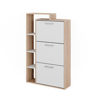 SCHUHKOMMODE Orlando Sonoma 80 x 128.3 cm mit 3 Fächern - Weiß/Sonoma Eiche, Holzwerkstoff (80/128.3/24.2cm) - Vicco
