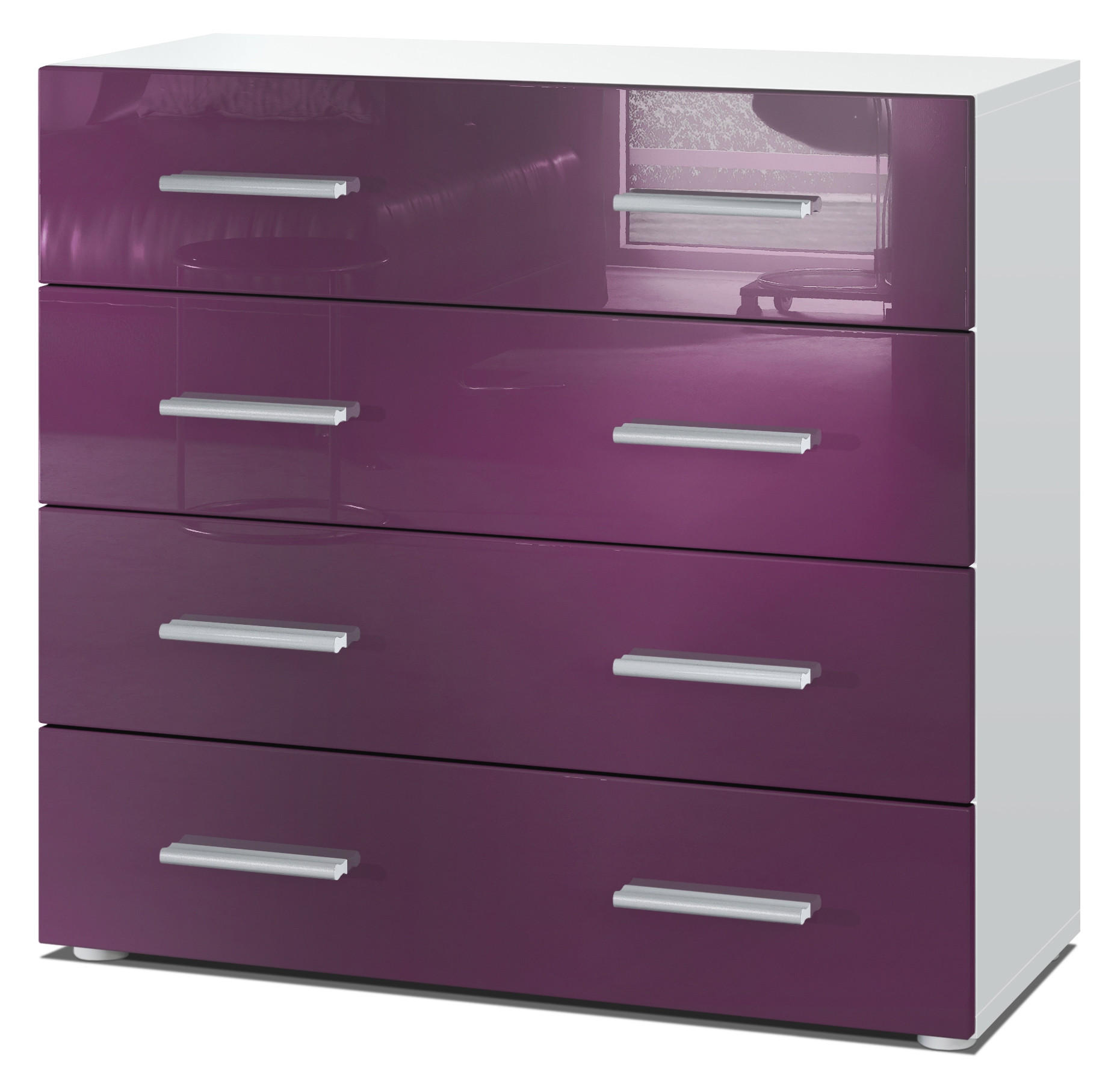 KOMMODE Pavos Brombeer Hochglanz - Brombeere, Holzwerkstoff (76/72/35cm) - Vladon