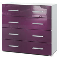 KOMMODE Pavos Brombeer Hochglanz - Brombeere, Holzwerkstoff (76/72/35cm) - Vladon