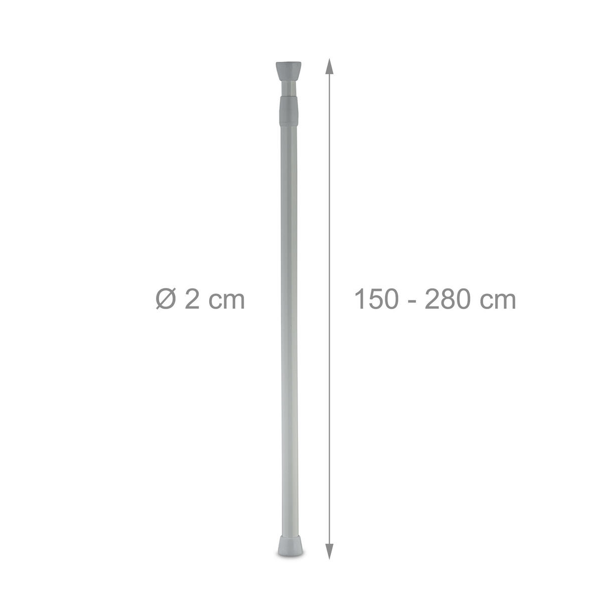 TELESKOPSTANGE - Grau, Kunststoff/Metall (2.5/280cm) - Relaxdays