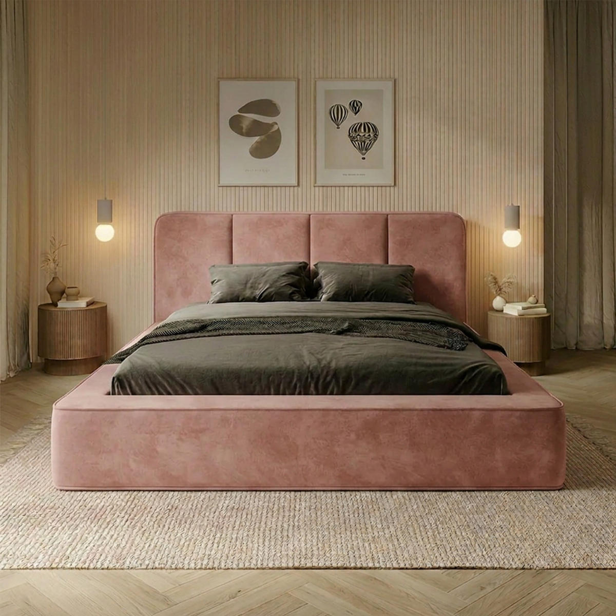 POLSTERBETT RANDELA 160x200 cm, Hellrosa - Pink, Textil (200/160cm) - Fedve