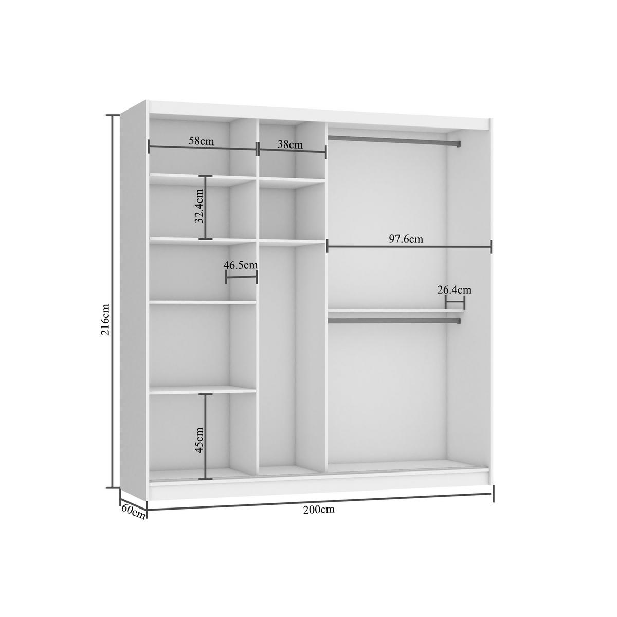 SCHWEBETÜRENSCHRANK Verona MSE, Schwarz Matt, 200 cm, mit Spiegel - Schwarz, Holz (200/216/60cm) - B BELINI GROUP