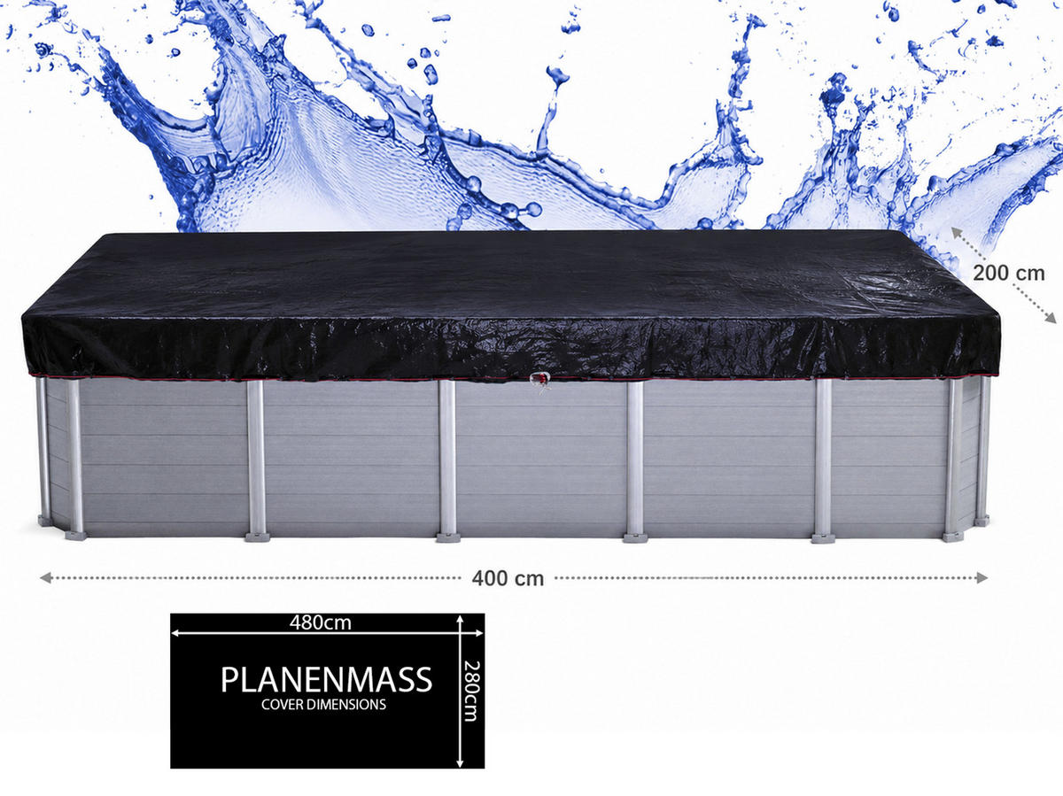 POOLABDECKUNG Eckig Planenmaß Ø 660 x 360 cm für Solar Schwarz - Schwarz, Kunststoff (360/660cm) - QUICK STAR