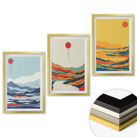 WANDBILDER 3er Set - 40x60 cm Goldrahmen - Abstraktion von farbenfrohen Bergen und Flüssen - Goldfarben, Kunststoff (40/60cm) - ArtPrintCave