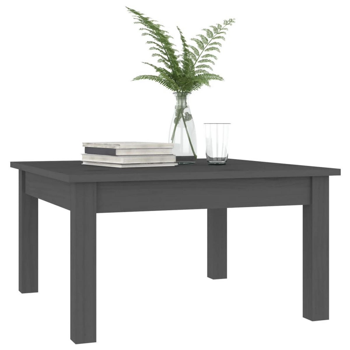 COUCHTISCH Grau 55x55x30 cm Massivholz Kiefer - Grau, Holz (55/55/30cm) - furnicato