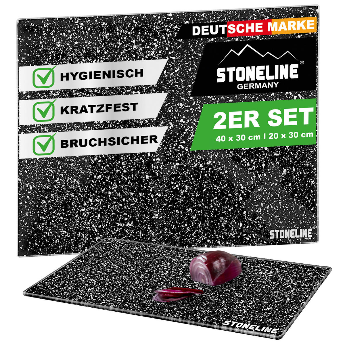 GLAS SCHNEIDBRETTER SET 2-TEILIG - Schwarz, Glas (25/15cm)