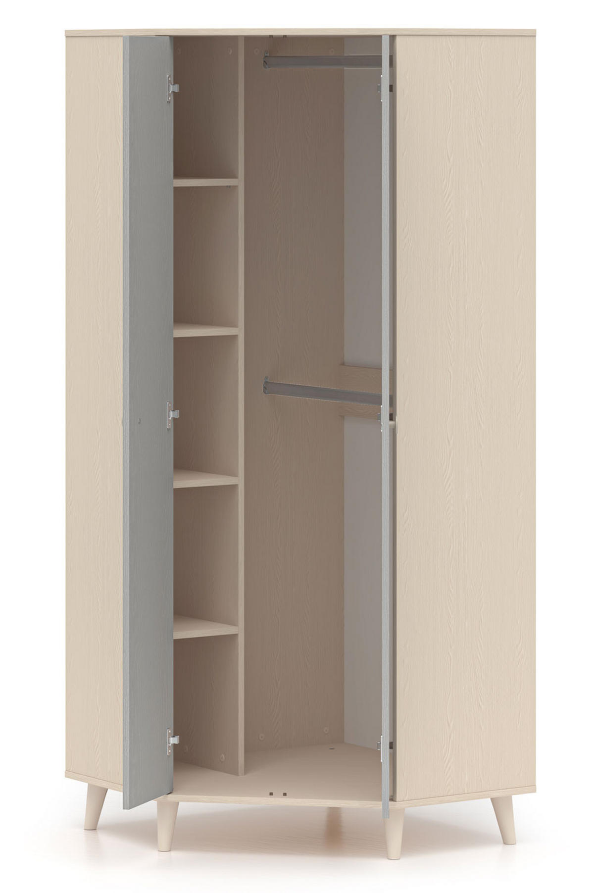 ECKSCHRANK Mevel Wüstensand / Palladiumgrau 80 / 80 / 190cm - Grau, Holz/Holzwerkstoff (80/190/80cm) - Feldmann-Wohnen