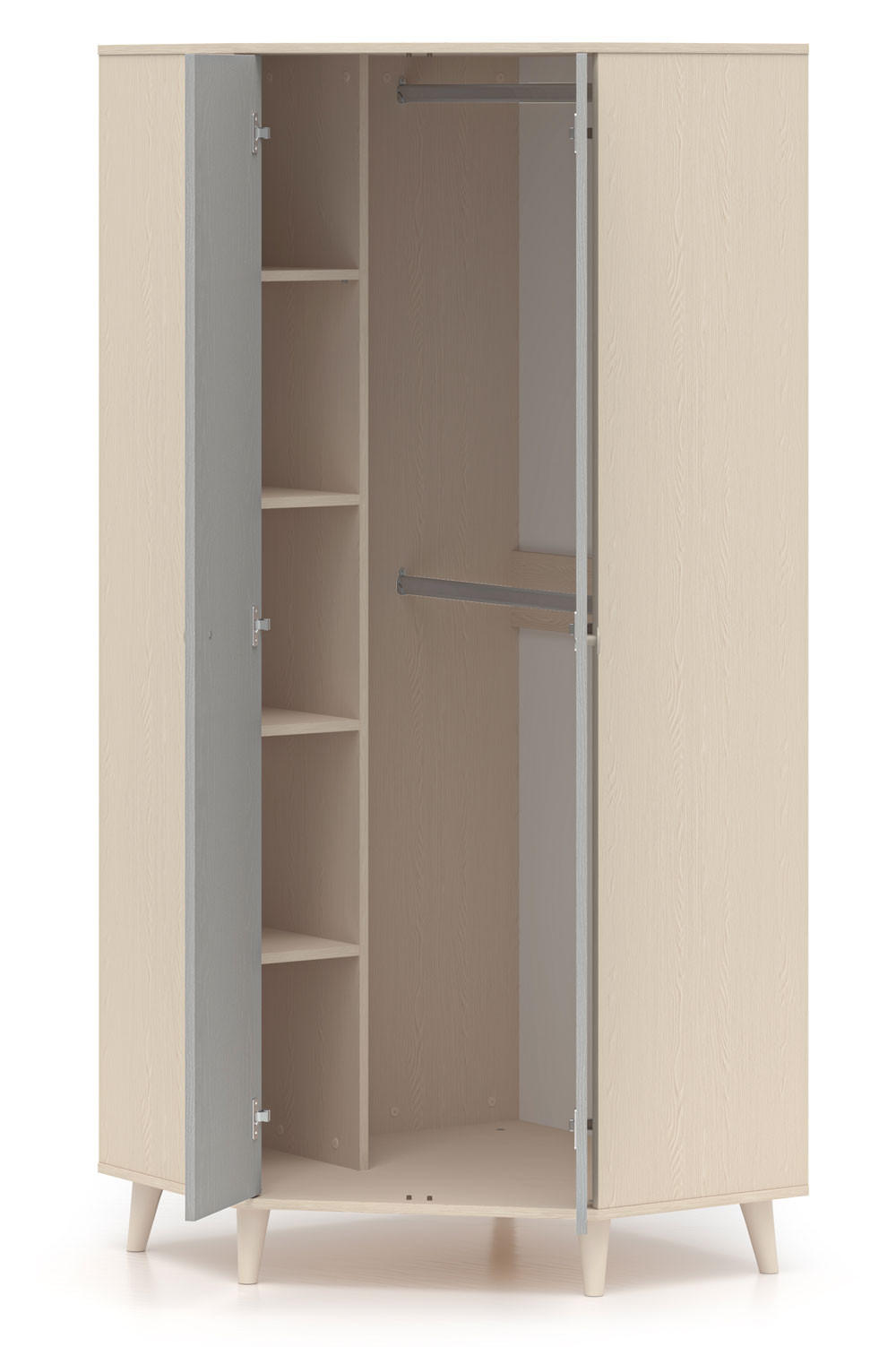 Thumbnail - Feldmann-Wohnen Eckschrank, Grau, Holz, 4 Fächer, Rechteckig, 80x190x80 cm, Schlafzimmer, Kleiderschränke, Eckschränke