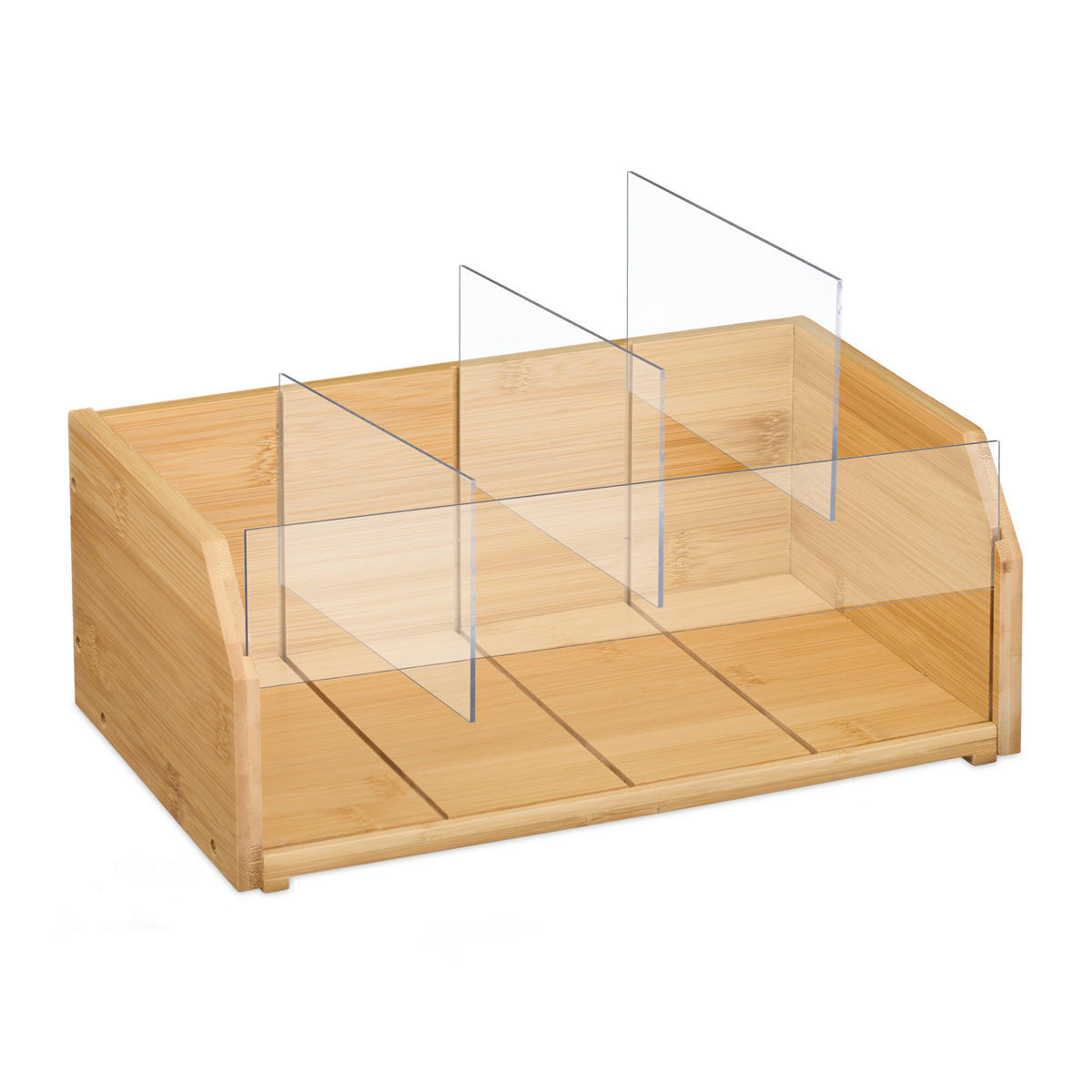 TEE-ORGANIZER - Hellbraun, Holz/Kunststoff (31/36/19cm) - Relaxdays