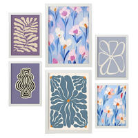 POSTER Set Mit 6 Blaue Und Lila Zusammenfassungen A3 & A4 Weißer Rahmen - Weiß, Papier (29/3cm) - Nacnic