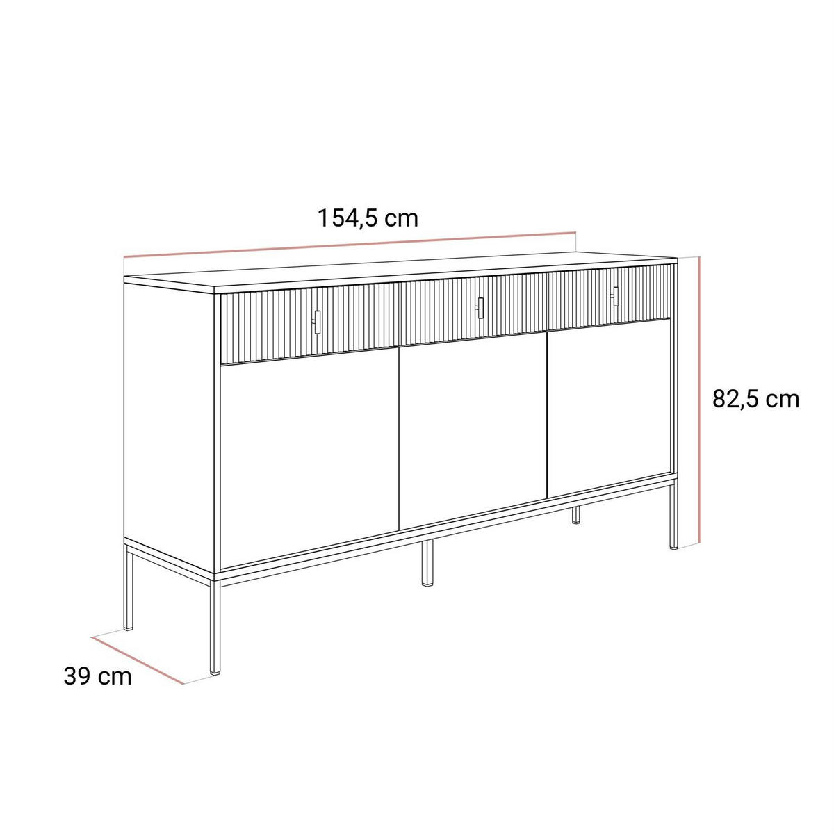 Kommode MIDNIGHT 3D3S mit drei Schubladen auf Gestell grün - Schwarz/Grün, Holzwerkstoff (154.5/82.5/39cm) - Lookway