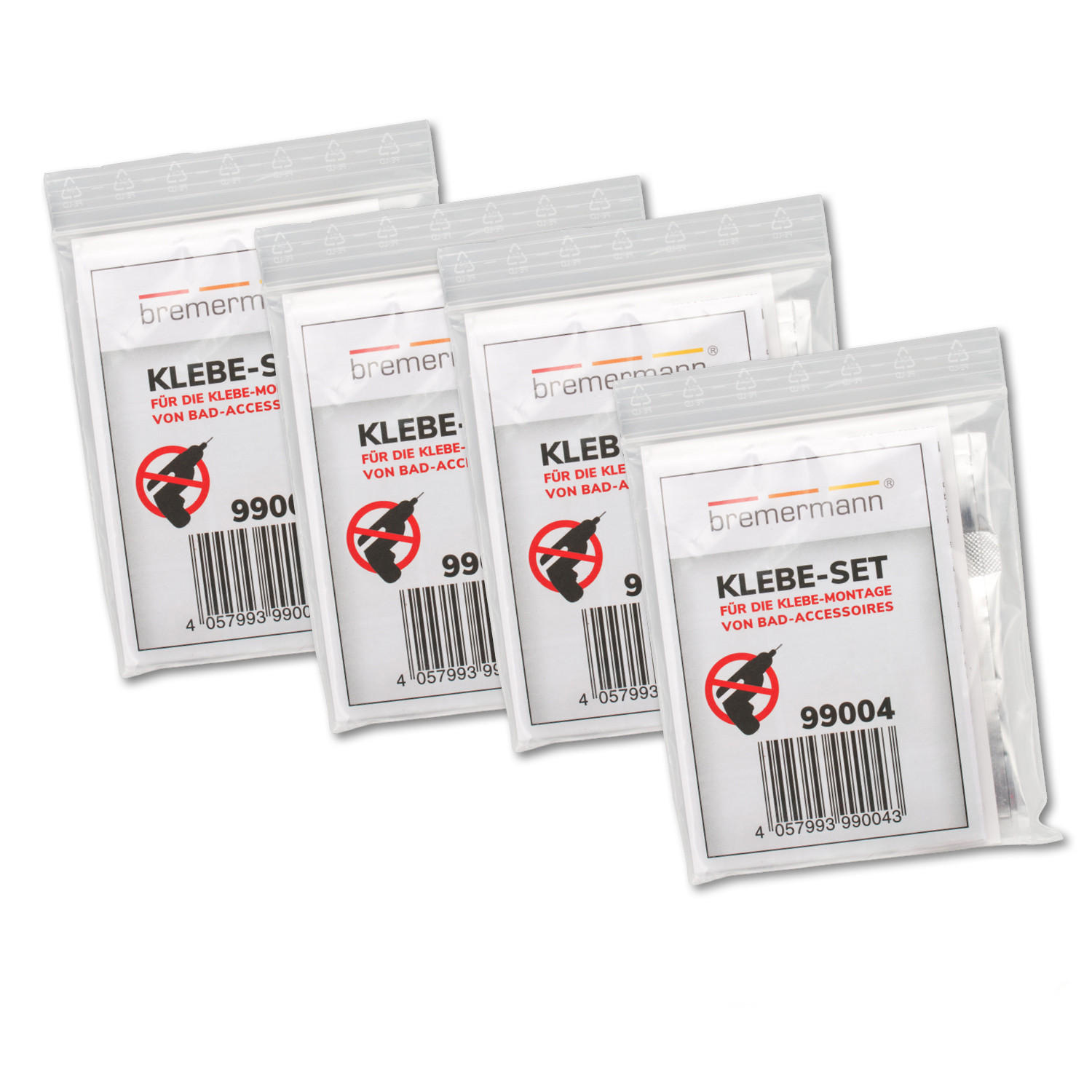 KLEBE-SET PIAZZA & LUCENTE 4er-Set - Grau, Kunststoff (4/5/0.8cm) - bremermann