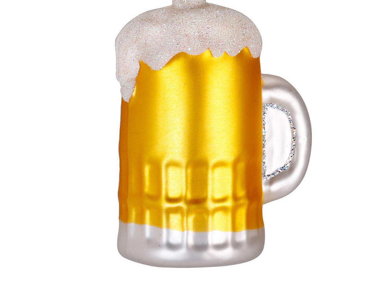 WEIHNACHTSANHÄNGER aus Glas Bierkrug 9 cm - Gelb/Goldfarben, Glas (9/9/9cm) - LAALU
