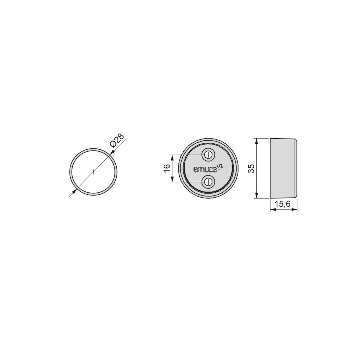 KORPUSSCHIENEN Runde, D.28mm, Länge 0,75m mit Halterungen, Aluminium und Zamak, Matt eloxiert 2er-set - Dunkelgrau, Metall (5.5/10/85cm) - EMUCA