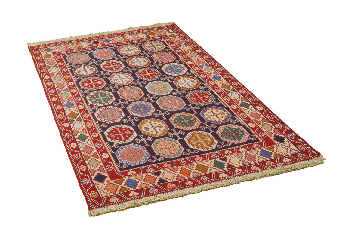 HANDWEBTEPPICH Sumak Shahsavan Blau 142/103 cm Schurwolle - Blau, Textil (103/142cm) - Looma
