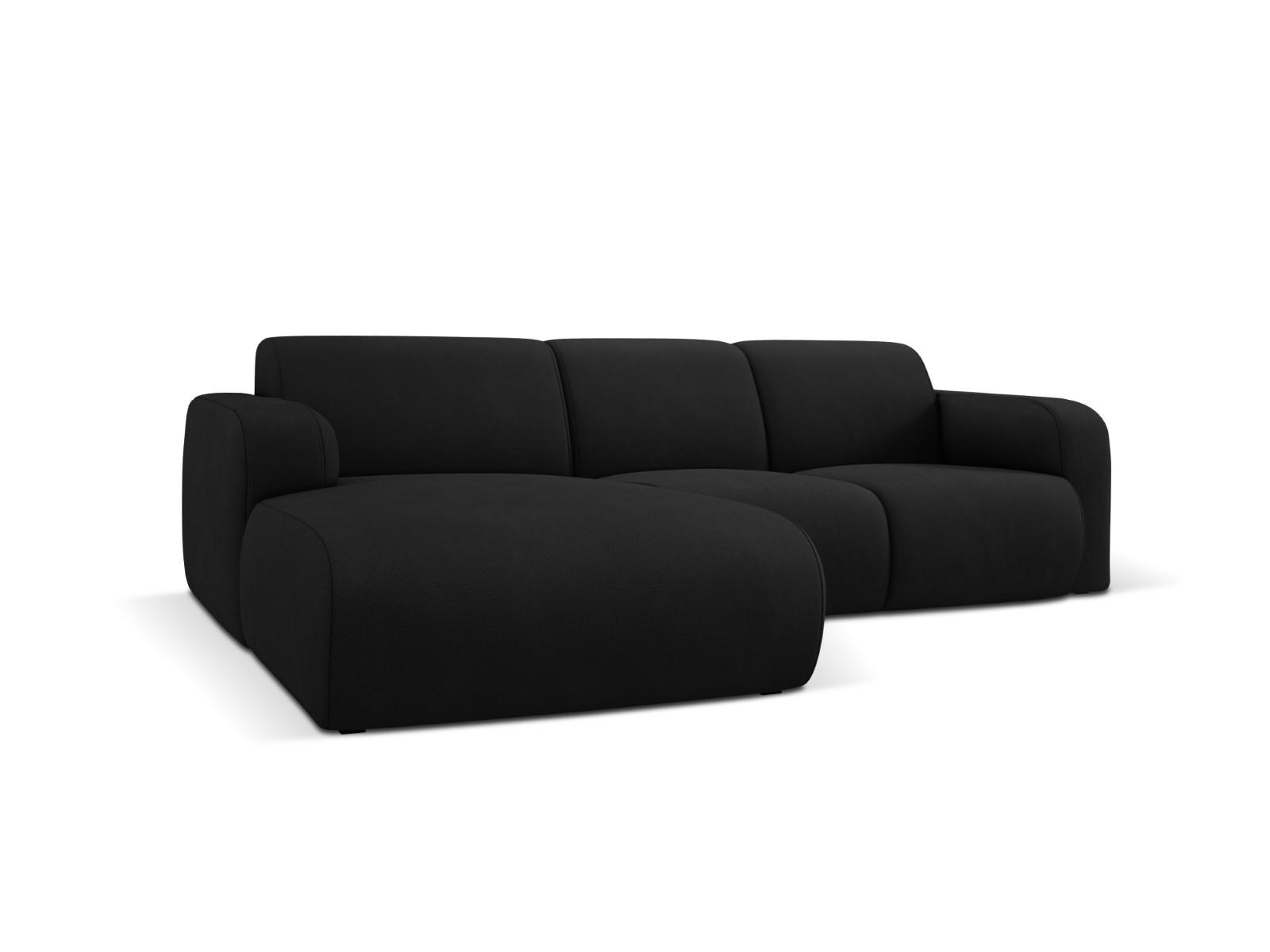 ECKSOFA links Molino aus strukturiertem Stoff schwarz 4 Sitzplätze - Schwarz, Textil (170/250cm) - Micadoni