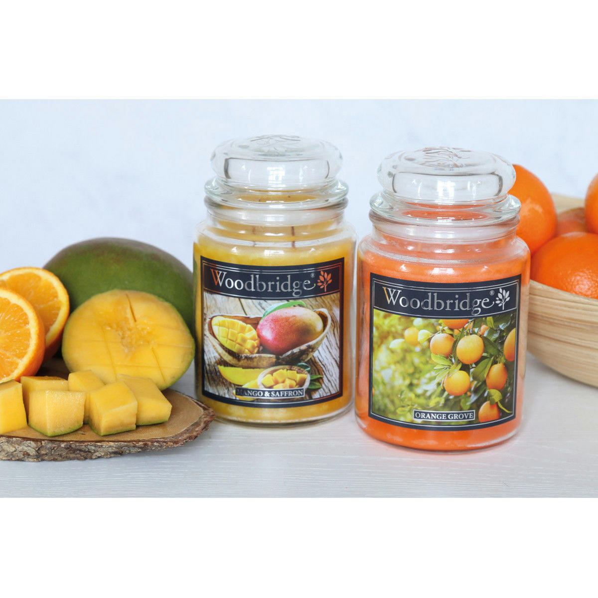 DUFTKERZE Woodbridge - Orange, Naturmaterialien/Glas (17cm)