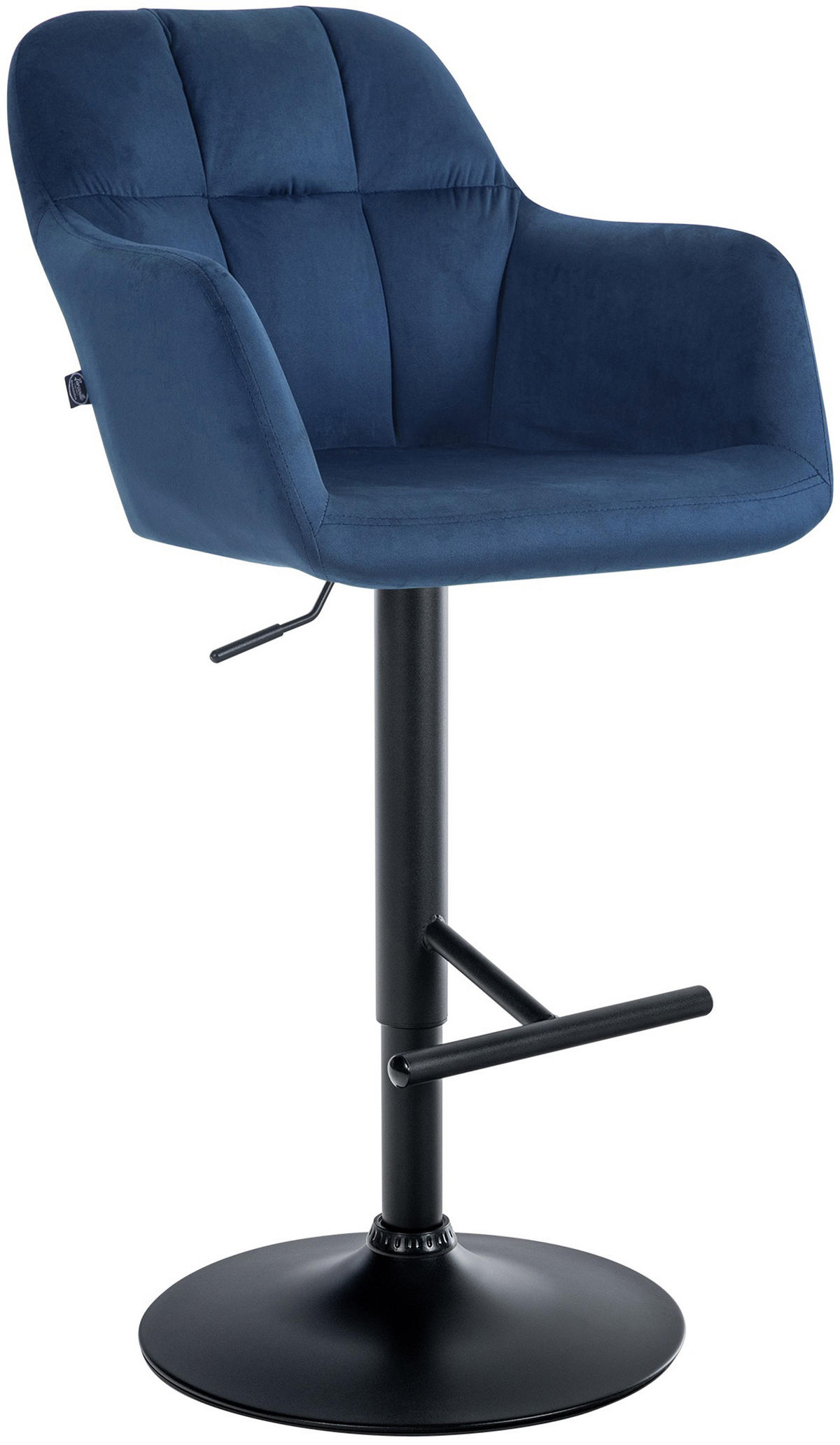 BARHOCKER Nardo Samt schwarz blau - Blau/Schwarz, Textil/Metall (57/118/59cm) - TPFLiving