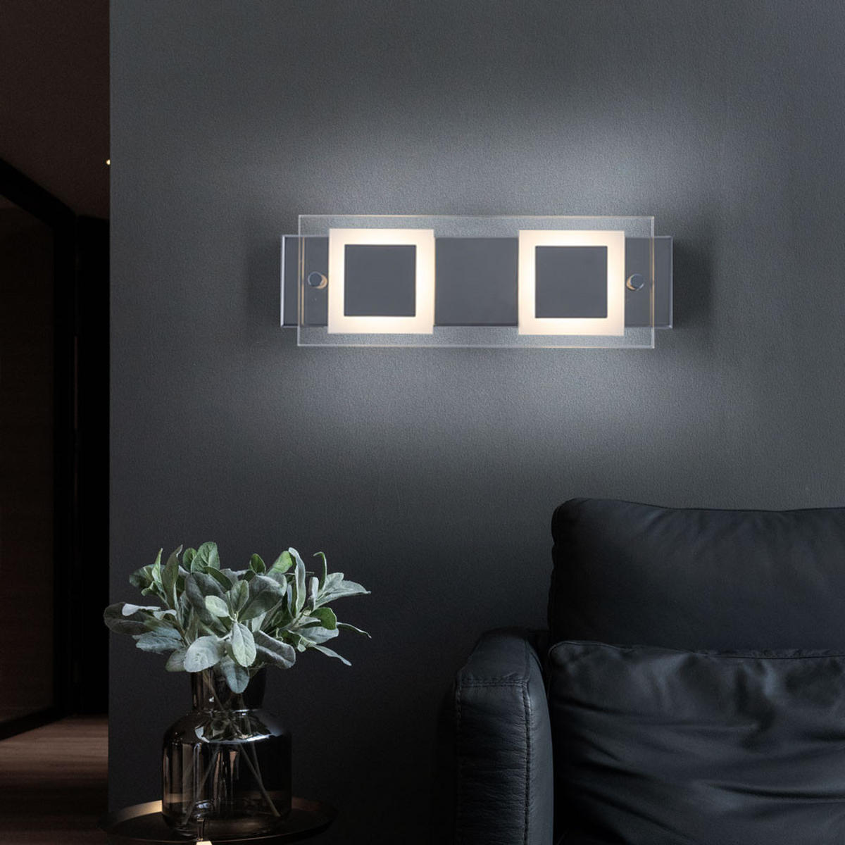 LED WANDLEUCHTE SPLASH Chrom Silber 2er Set - Silberfarben, Glas (10/5/30cm)