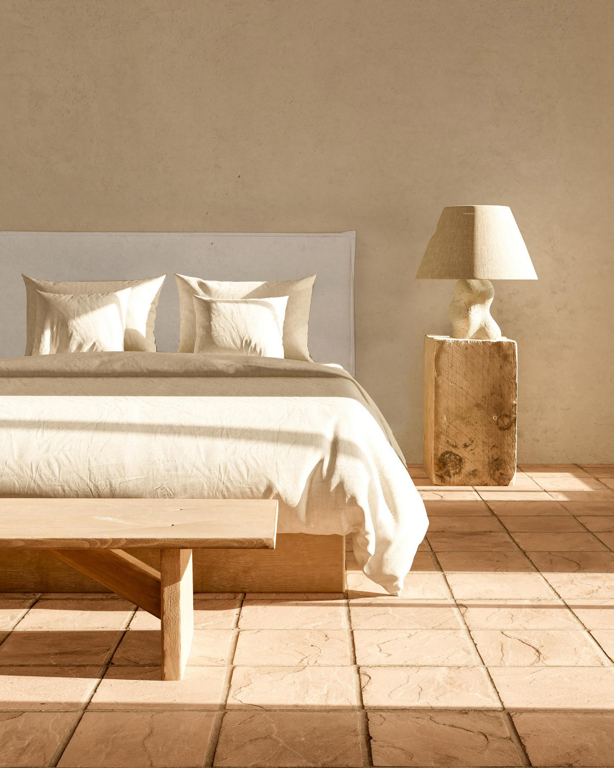 KOPFTEIL Gepolstertes aus 100% Leinenstoff Beige 160/100/8 cm EDMOND - Beige, Textil (160/100/8cm) - RNT By Really Nice Things