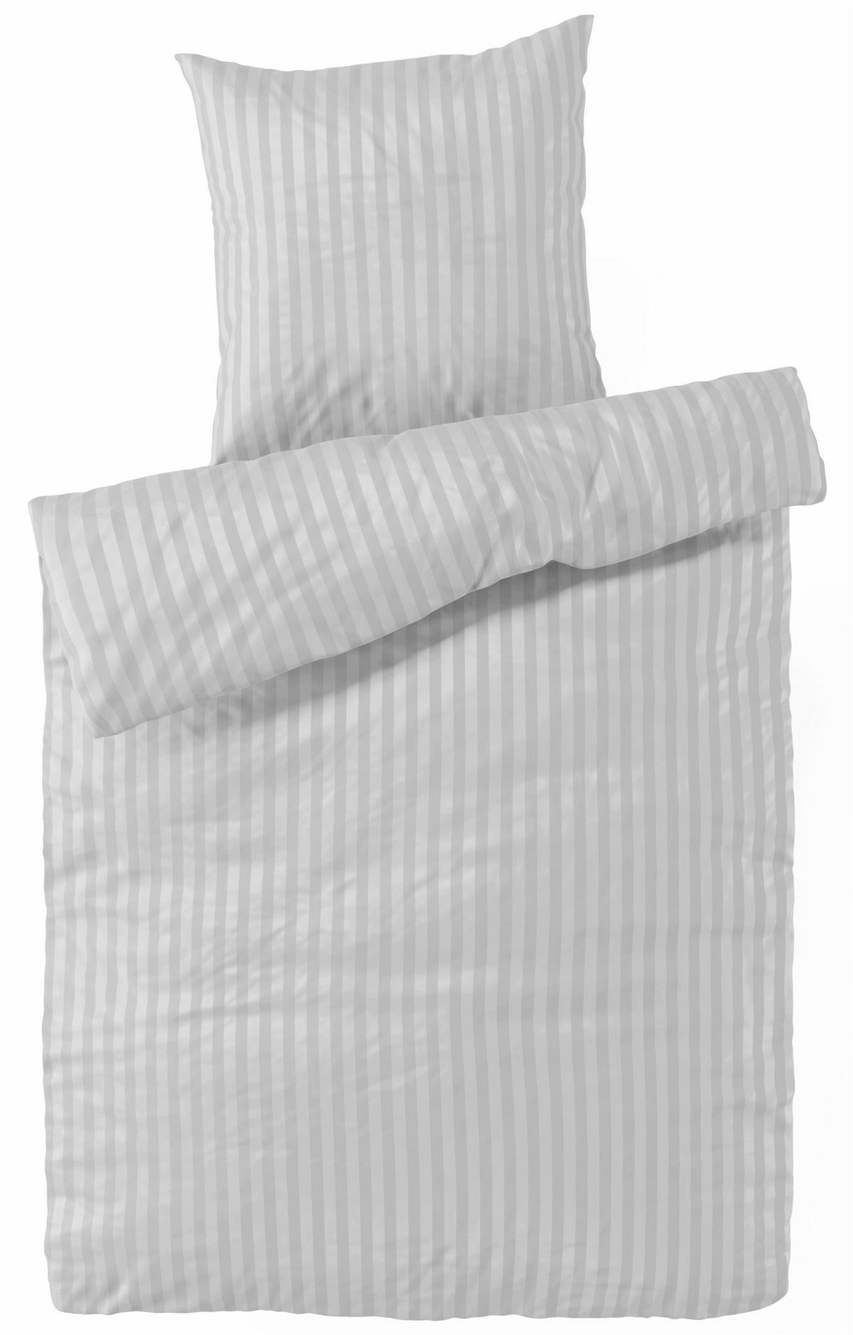 BETTWÄSCHE Damast 135x200 Silber Grau gestreift - Silberfarben, Naturmaterialien/Textil (135/200cm) - Carpe Sonno