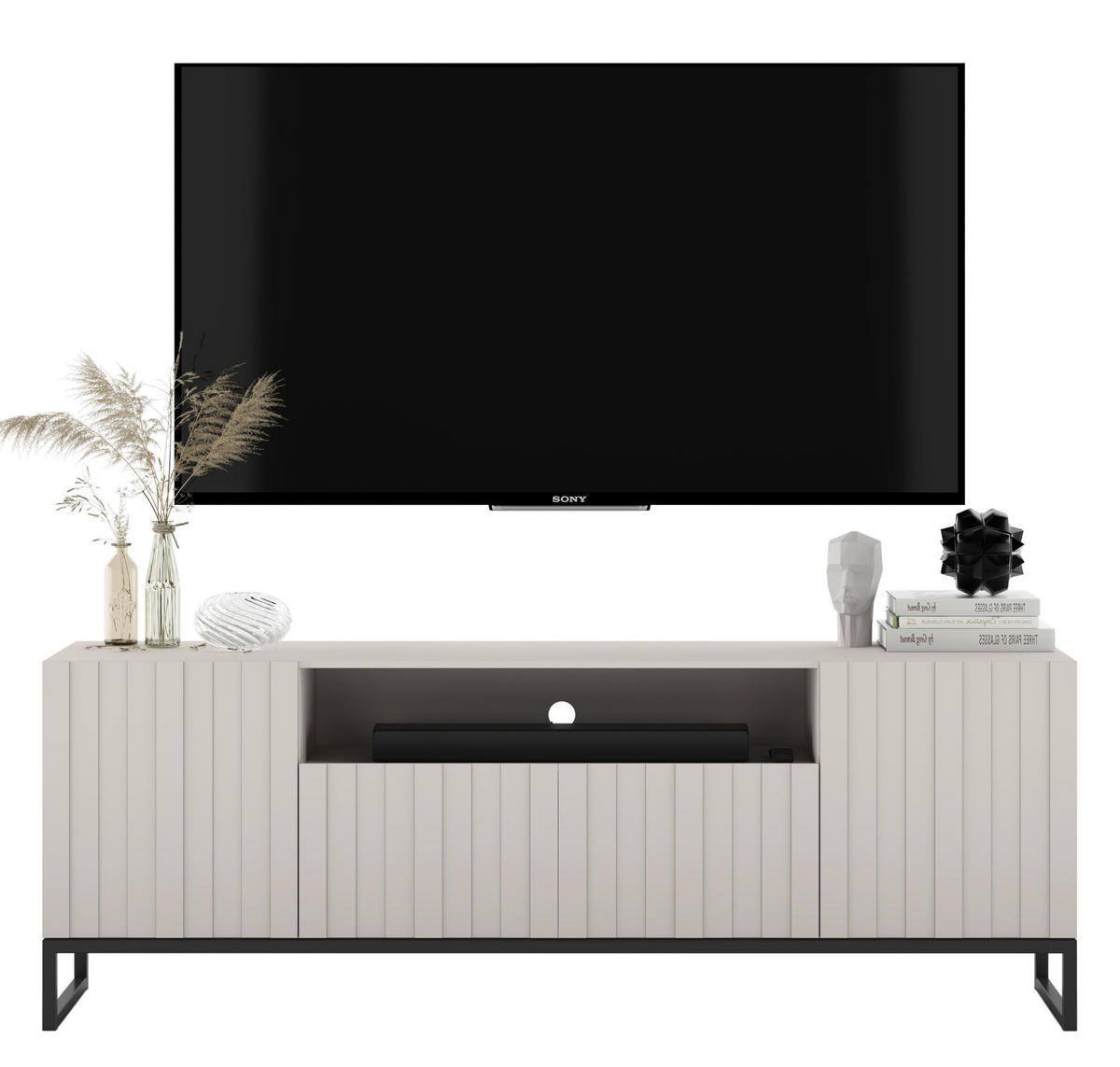 TV-SCHRANK Elpis2 Kaschmir Matt mit Metallrahmen Glamour 150 cm - Kaschmir, Holzwerkstoff (150/51.5/36.5cm) - Meble Lindner