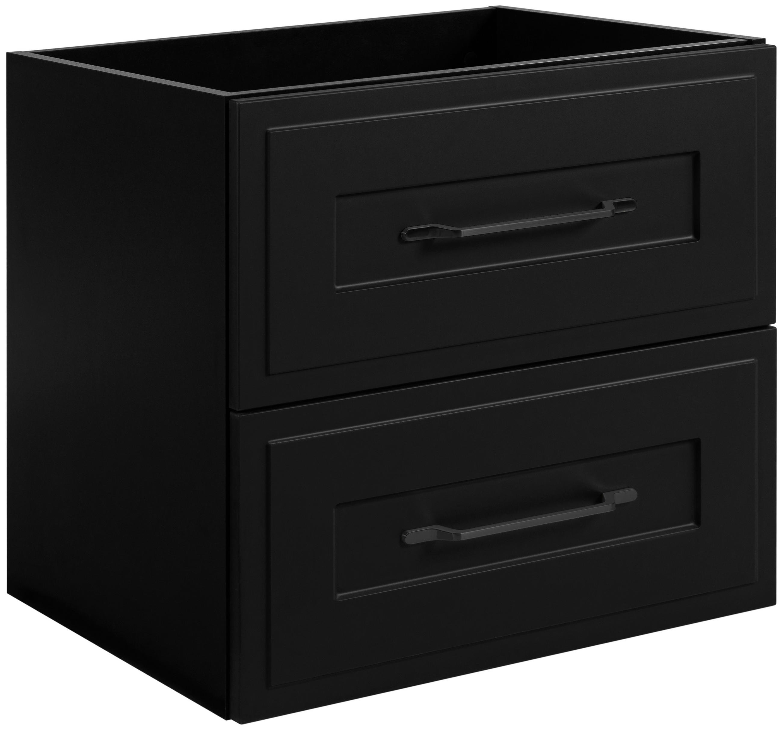 WASCHTISCHUNTERSCHRANK im klassischen Stil, schwarz, 60 x 57 x 46 cm - Schwarz, Holzwerkstoff (60/57/46cm) - 3XE LIVING