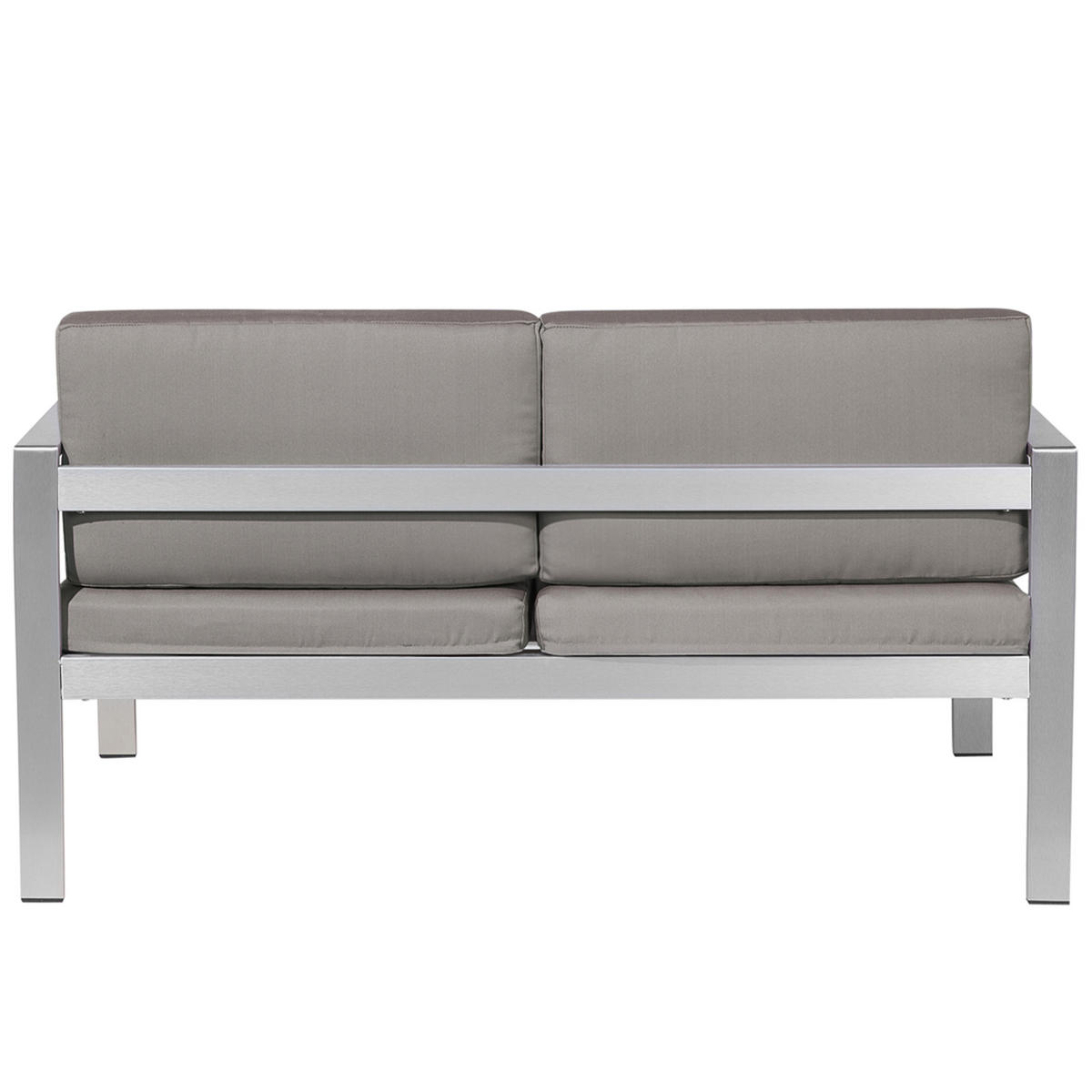 GARTENSOFA Aluminium 2-Sitzer Auflagen dunkelgrau Salerno - Dunkelgrau, Metall (142/80/70cm) - Beliani
