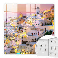 SCHLÜSSELBOX Weiß 30x30 cm – Türöffnung nach rechts - Griechische Landschaft - Weiß, Metall (30/30/5cm) - TULUP