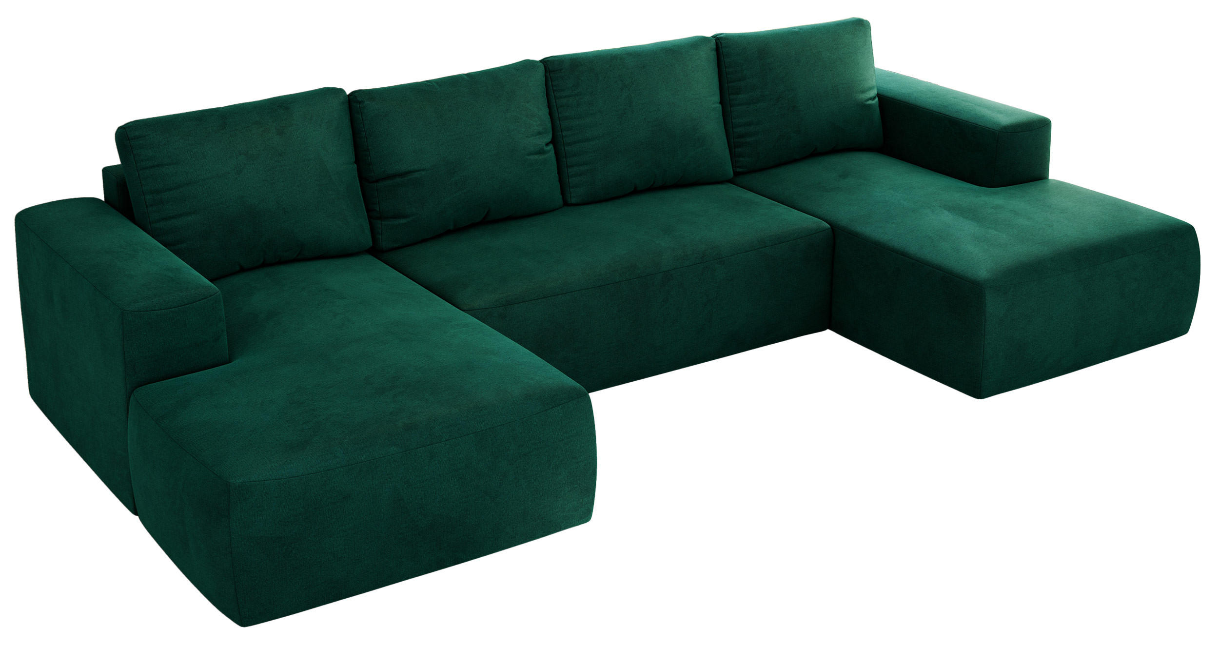 WOHNLANDSCHAFT TRENTINO U Dunkelgrün Velvet - Dunkelgrün, Textil (334/91/163cm) - MKS