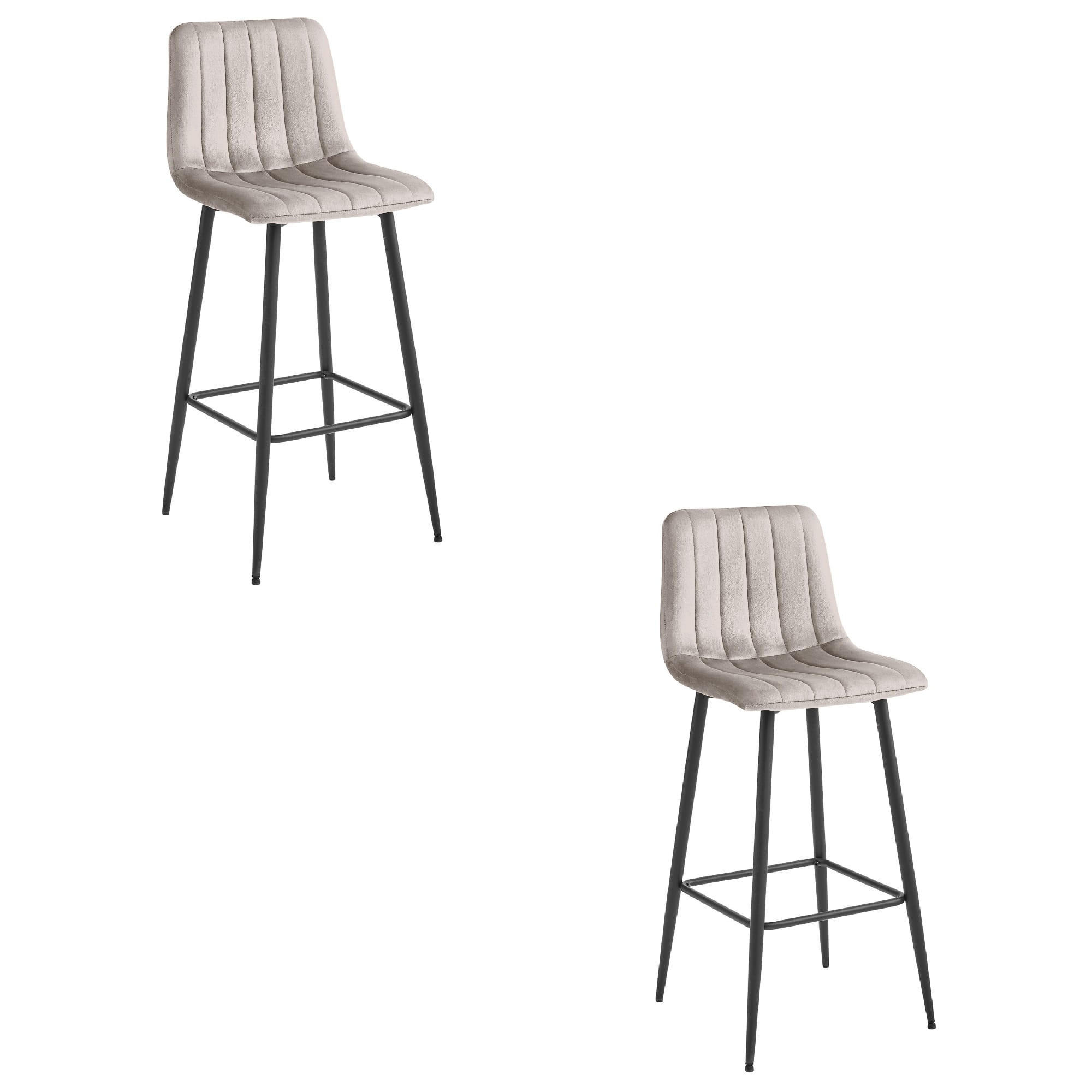 BARHOCKER 2-er Set POZZA dunkelbeiger Sitz, schwarze Basis - Sandfarben/Beige, Textil (43/104/35cm) - Valora