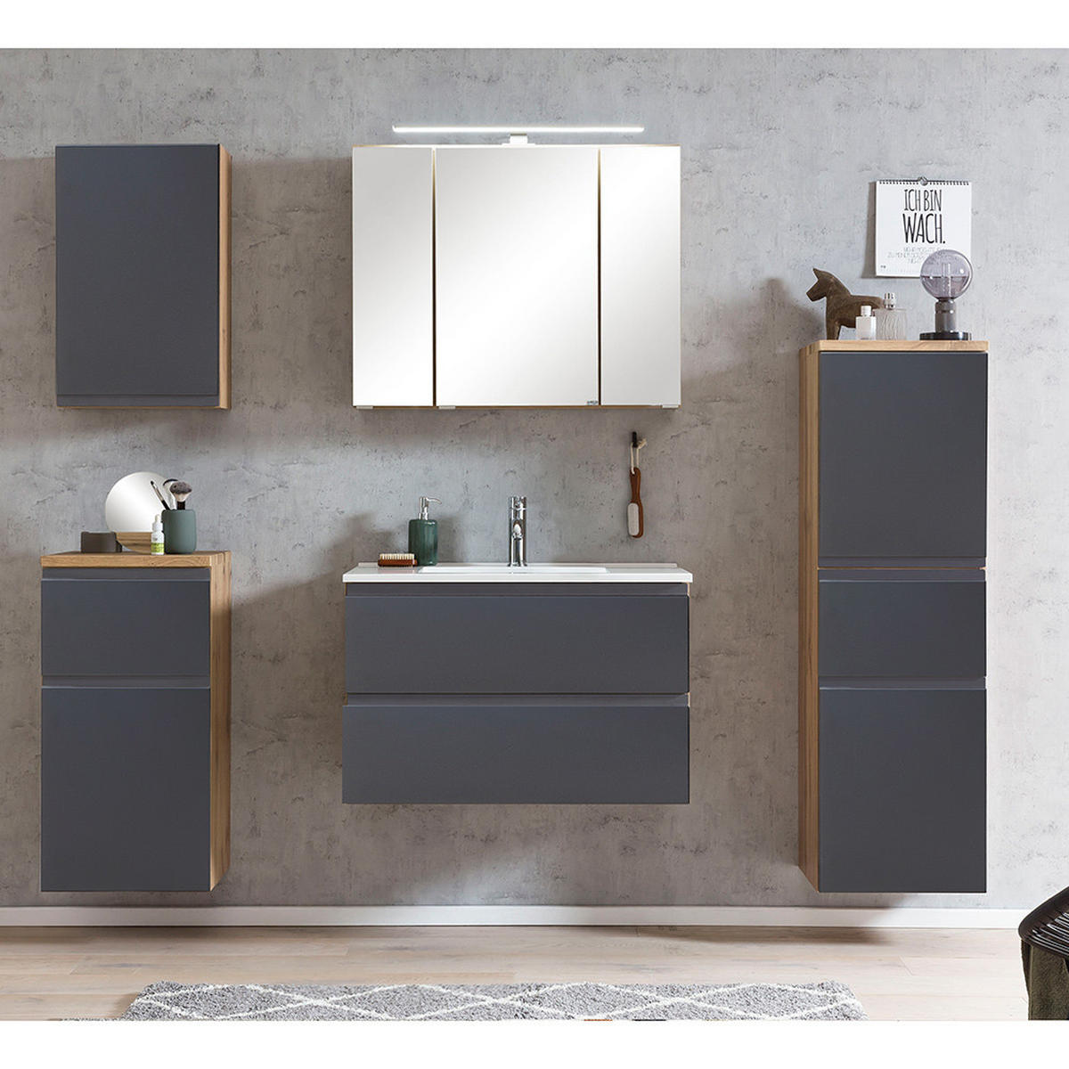 WASCHTISCH Vasto-03 - Braun/Grau, Holzwerkstoff (80/56/47cm) - Lomado