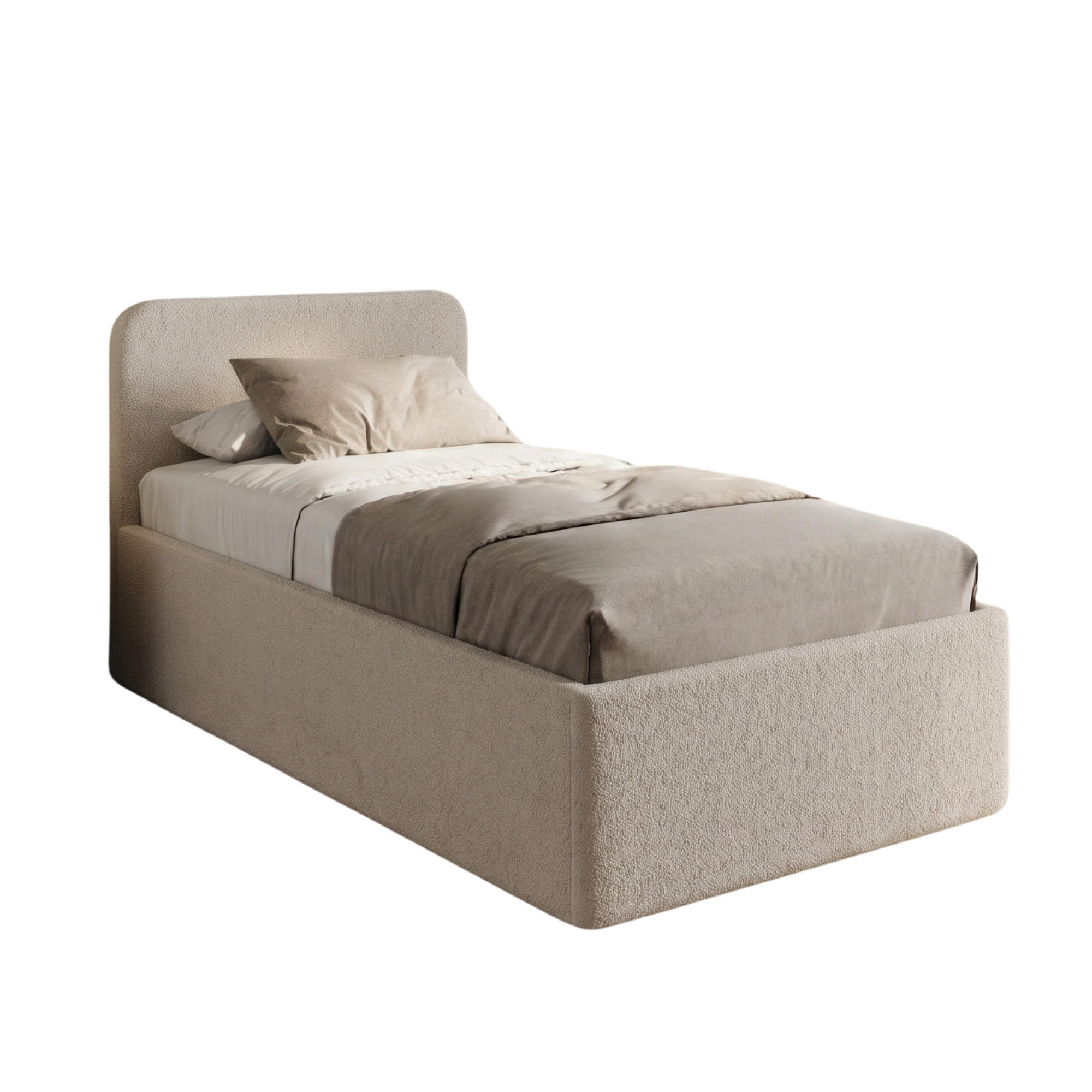 POLSTERBETT 100x200 cm Bouclé Creme - Creme, Textil (100/200cm) - Home Collective