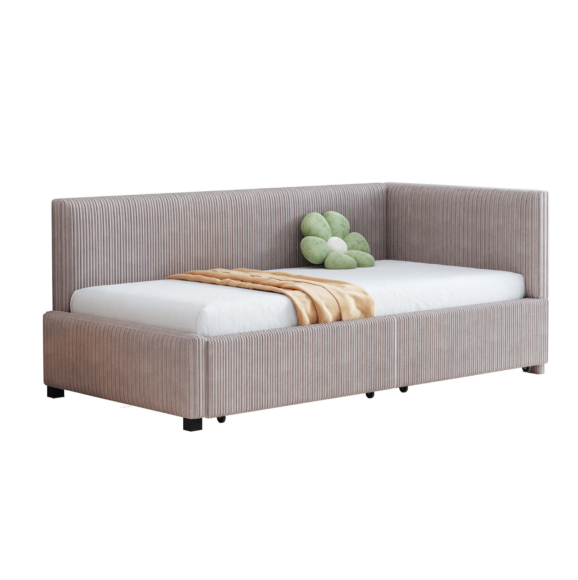 POLSTERBETT 90/200 mit 2 Stauraumschubladen Samt Grau 205/97/68 cm - Grau, Leder (90/200cm) - OKWISH