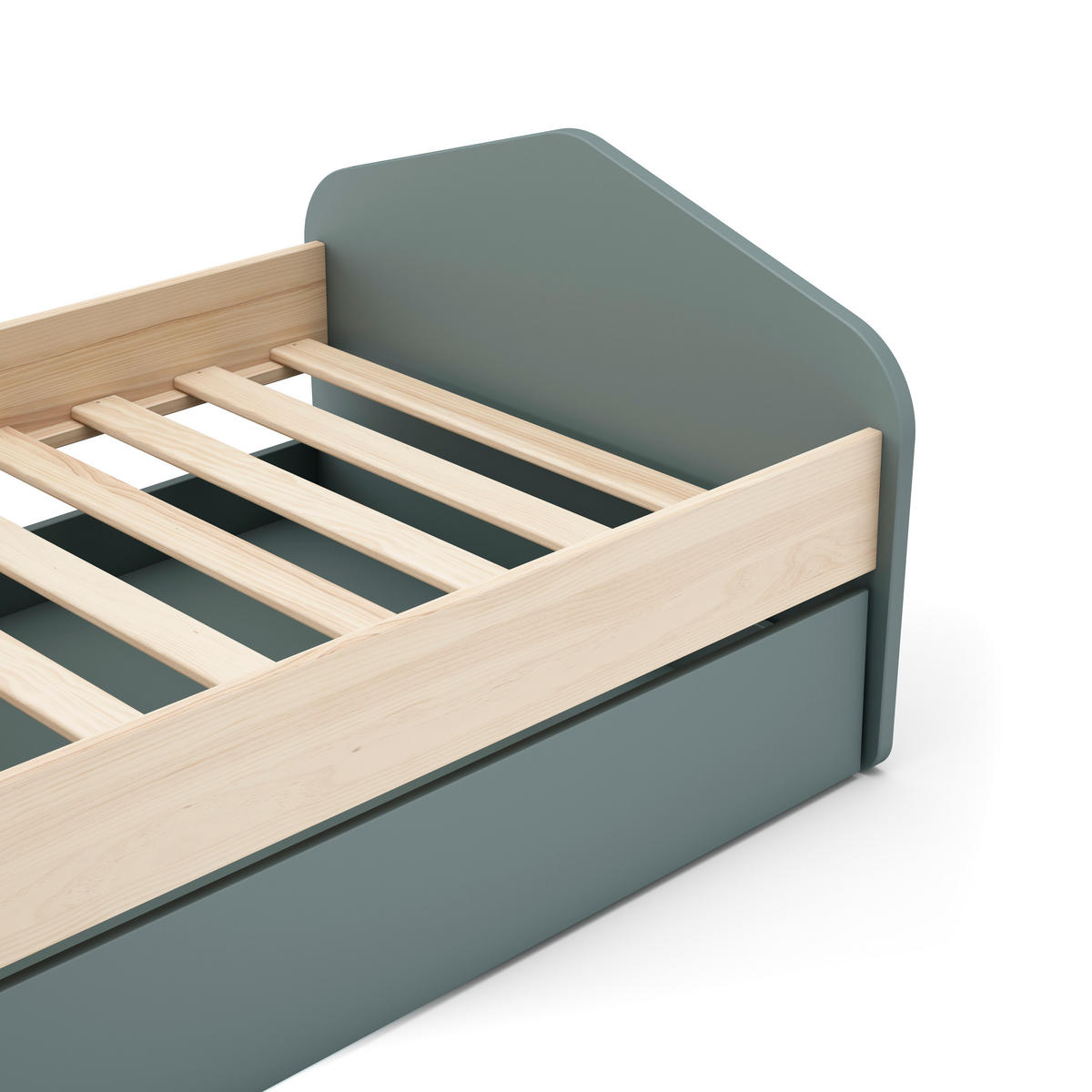 BETT 90x200 cm mit Schublade Bett 90x190 cm - LÉONIE - Grün, Holz (190/90cm) - Calicosy