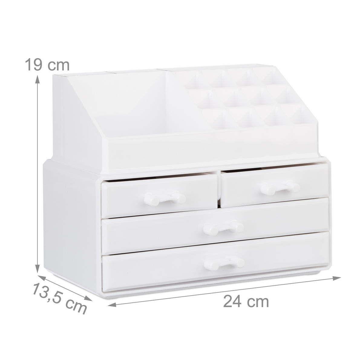 MAKEUP Organizer - Weiß, Kunststoff (24/19/13.5cm) - Relaxdays