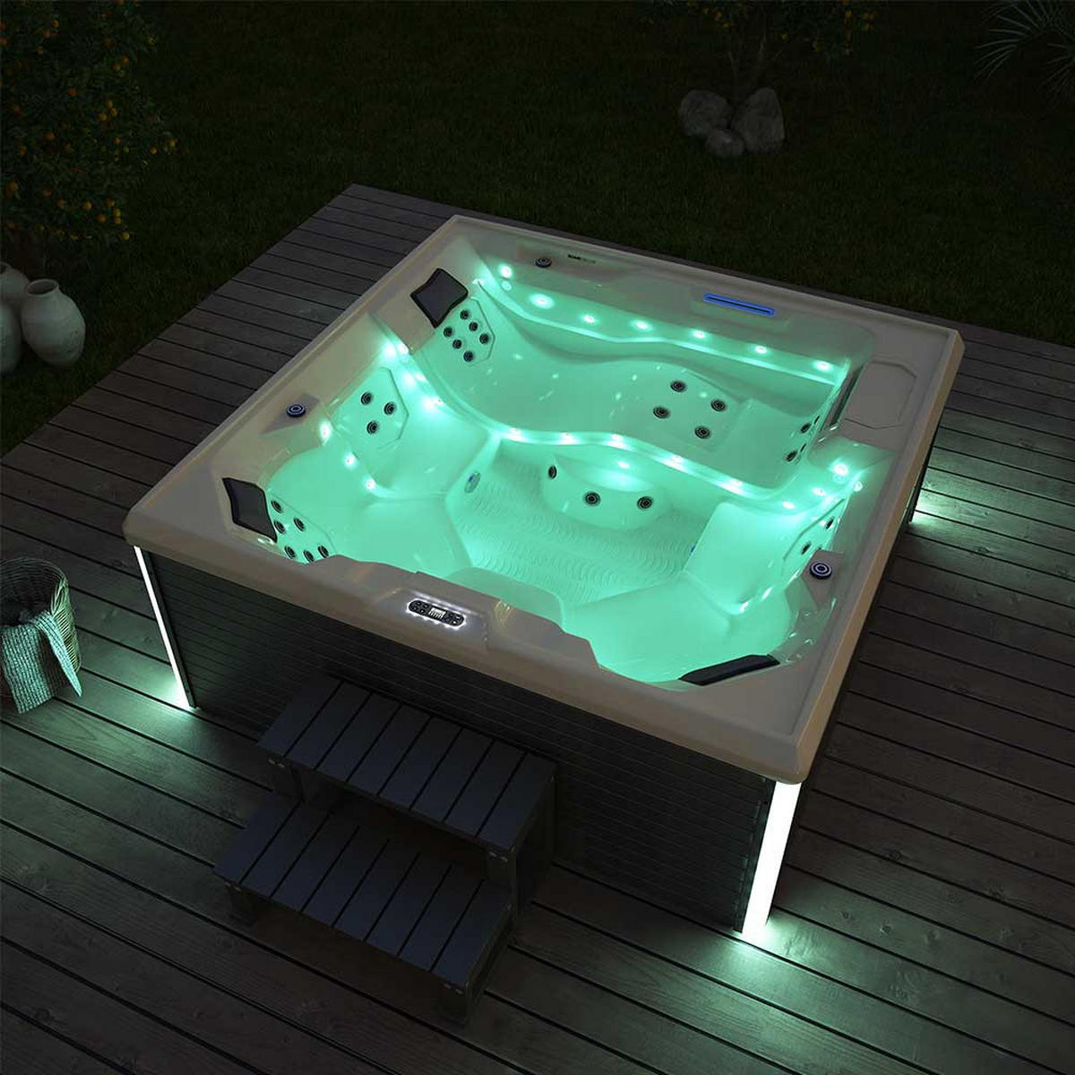 OUTDOOR WHIRLPOOL STREAM BIG PURE - 207 x 207 cm, Pure - Anthrazit, Kunststoff (207.5/88/207.5cm) - Home Deluxe