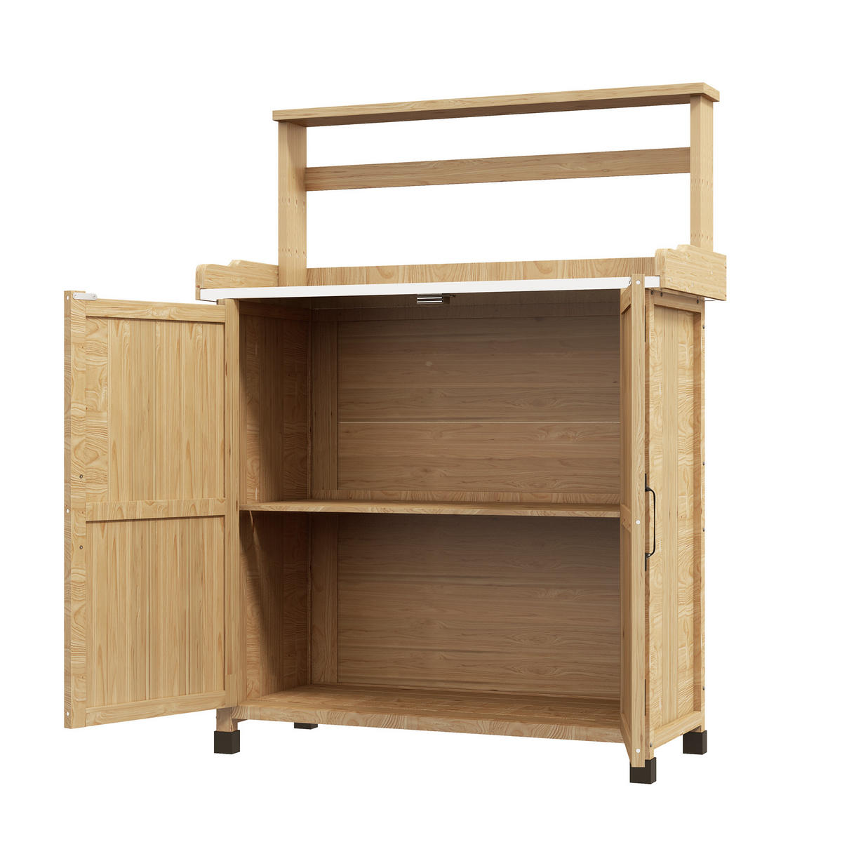 PFLANZTISCH DE-18937 mit Schrank und Regal Gelb - Gelb, Holzwerkstoff (90.5/41/124.5cm) - ComfortXL