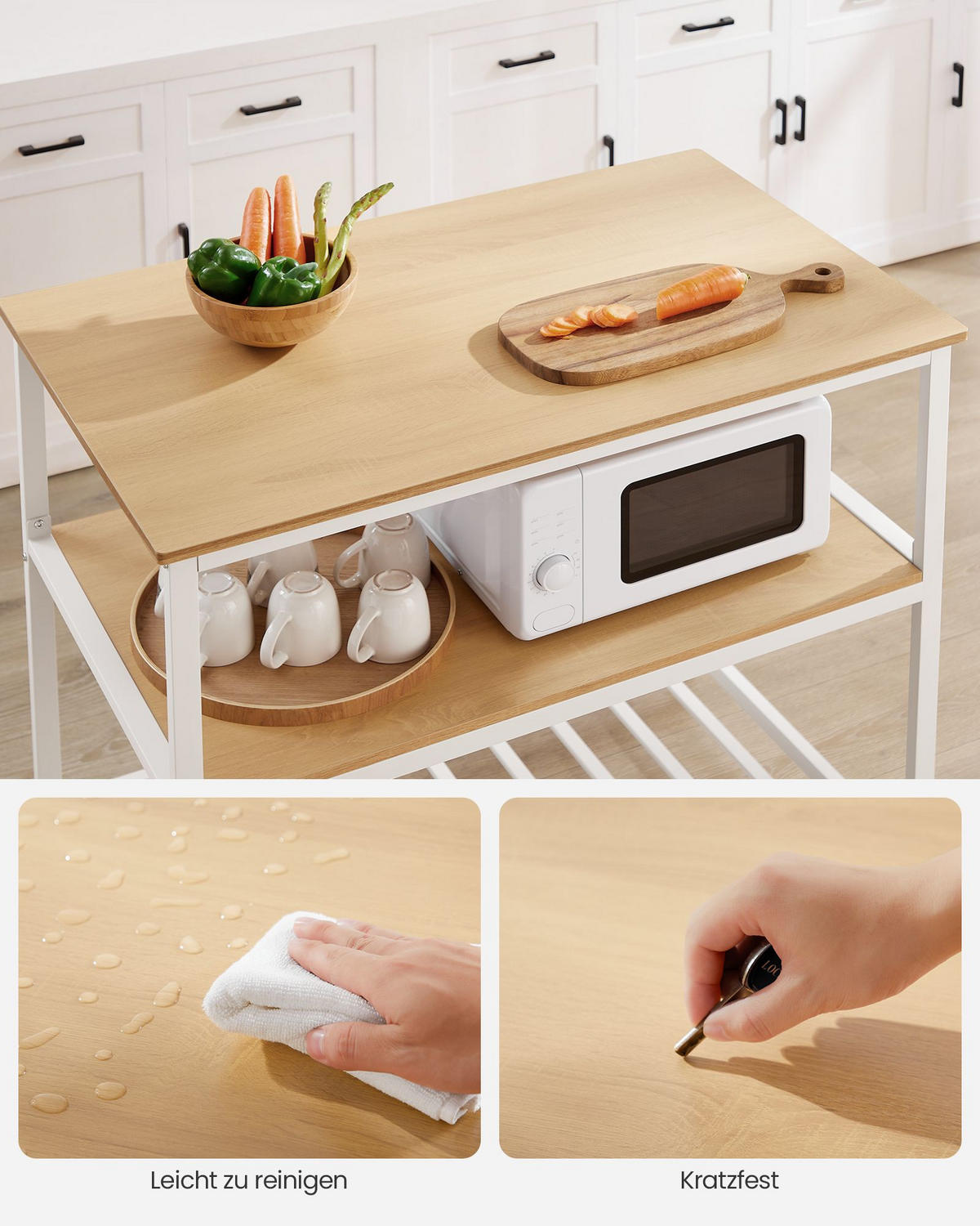 KÜCHENREGAL TALLINN - Weiß, Metall (100/90/60cm) - Hansiro