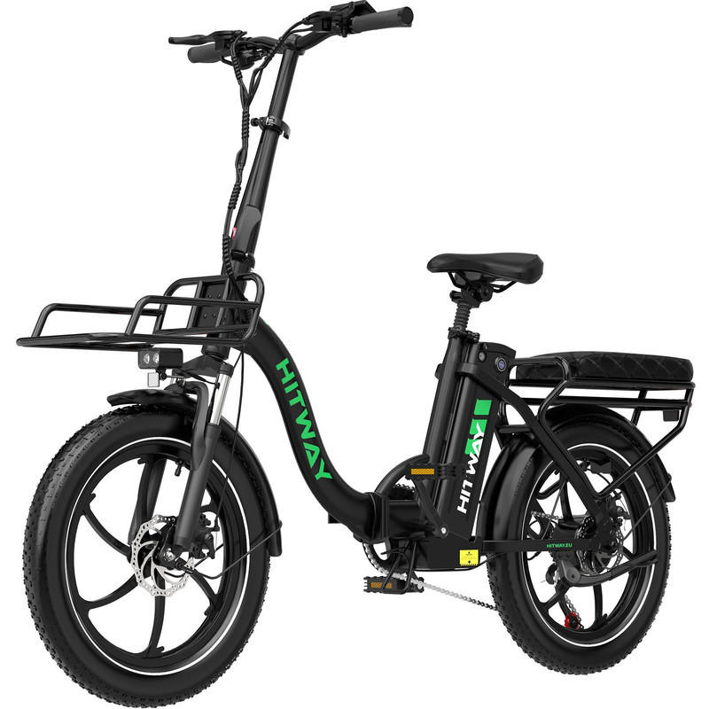 E-BIKE Klapprad BK6SL1 20*3,0 Zoll 36V15,6Ah Akku bis zu 150km Reichweite, 7 Gang - Schwarz, Metall (38cm) - HITWAY